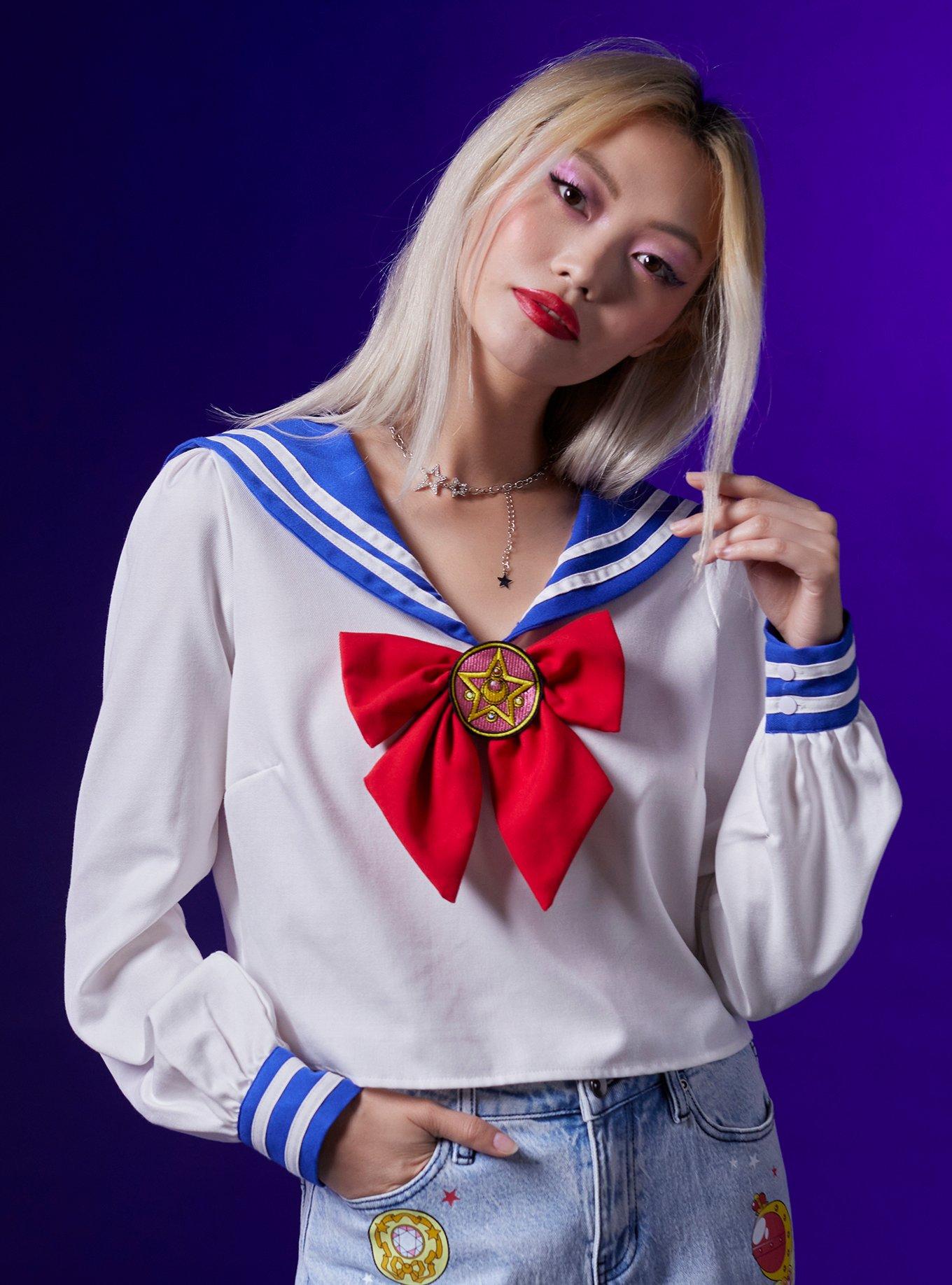 Pretty Guardian Sailor Moon Usagi School Uniform Long-Sleeve Top, MULTI, hi-res