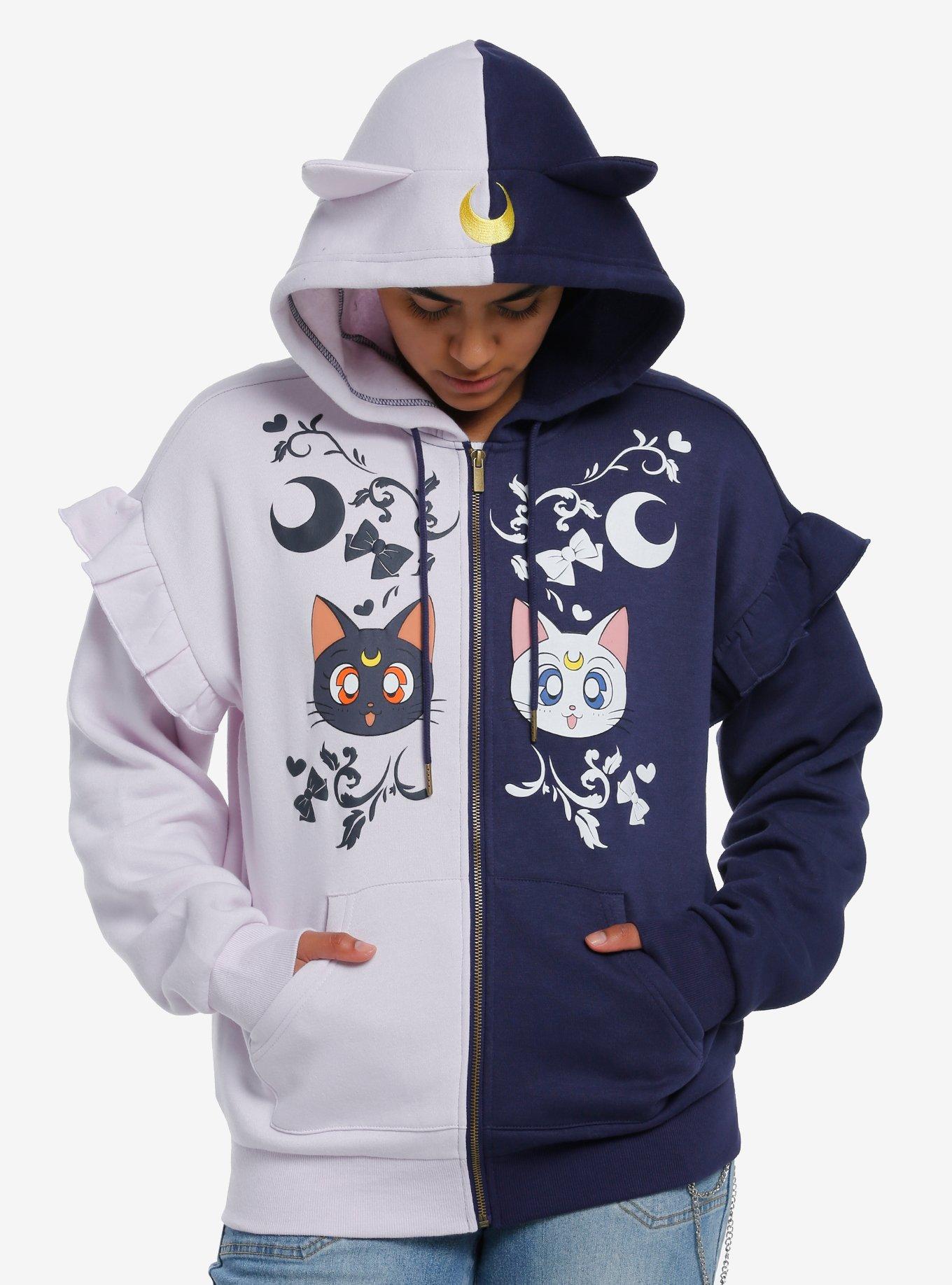 Pretty Guardian Sailor Moon Luna Artemis Split Hoodie Her Universe