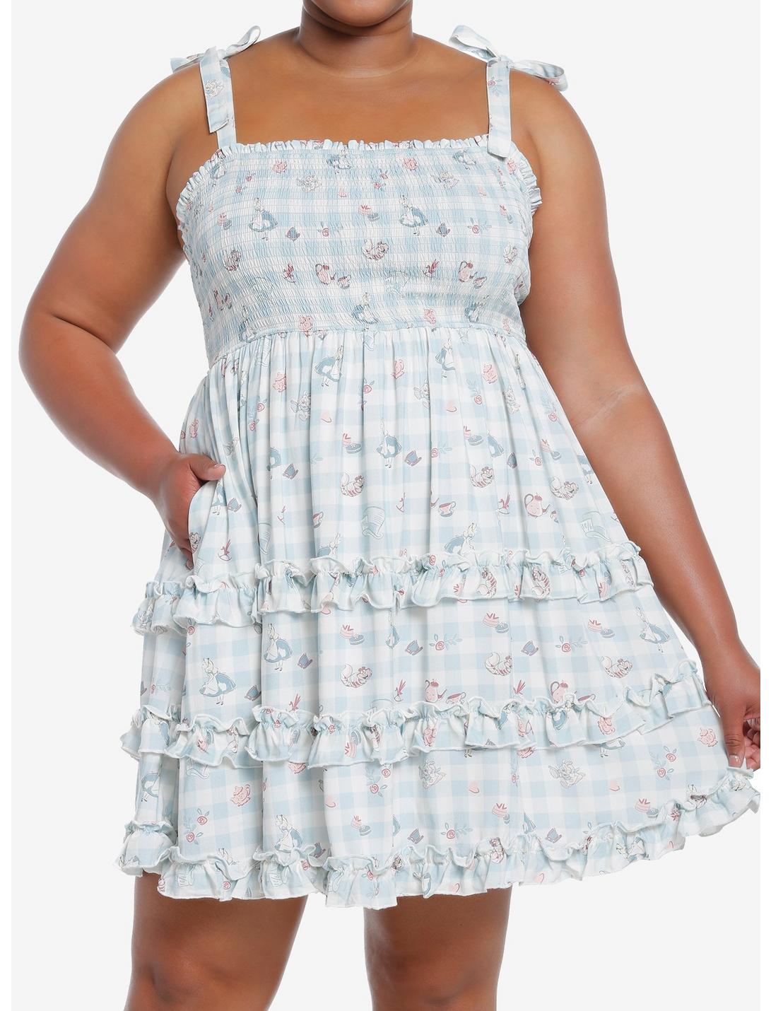 Her Universe Disney Alice in Wonderland Gingham Icons Allover Print Plus Size Tank Dress, MULTI, hi-res