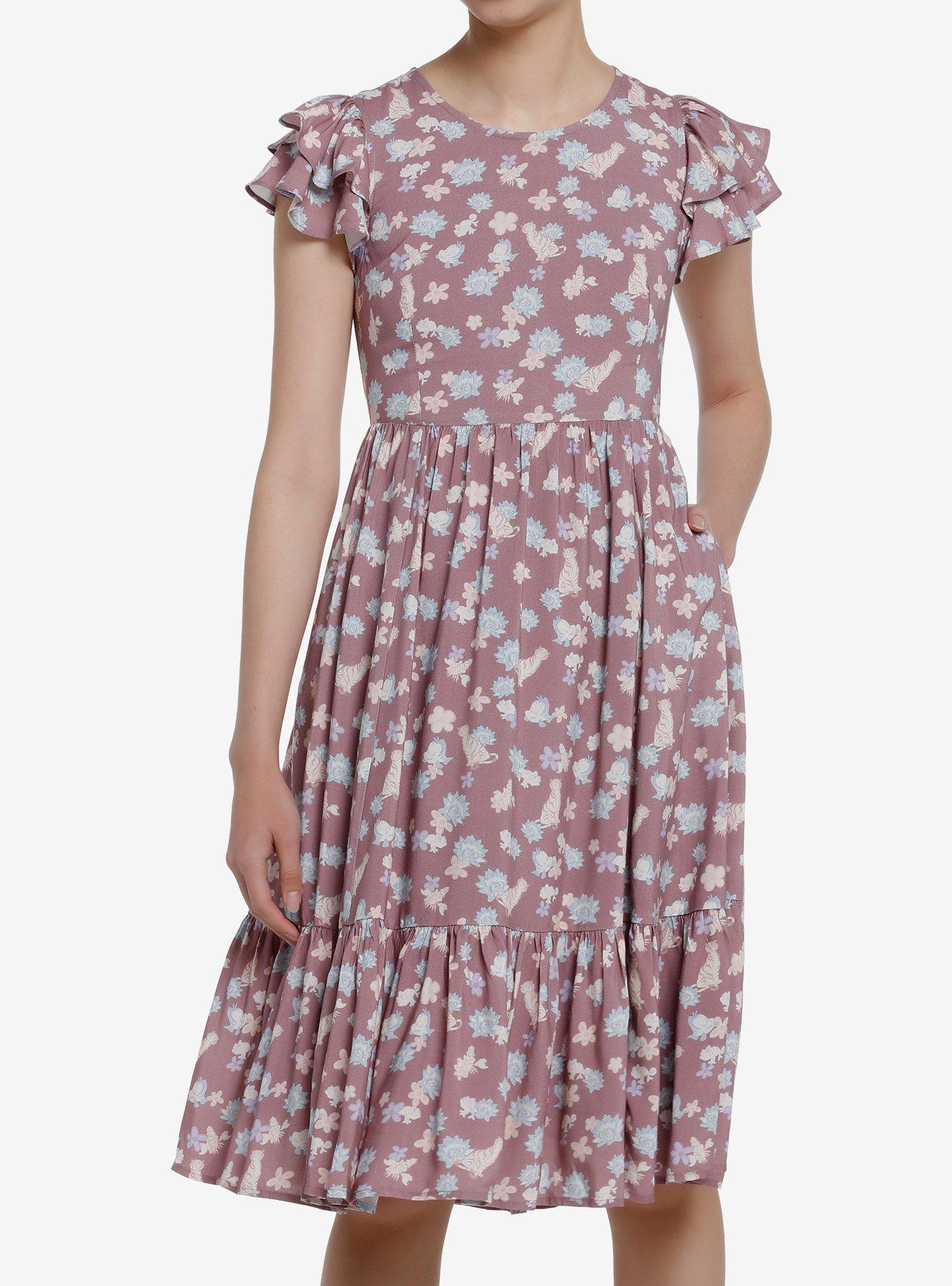 Her Universe Disney Princess Floral Sidekicks Allover Print Dress, LIGHT PINK, hi-res