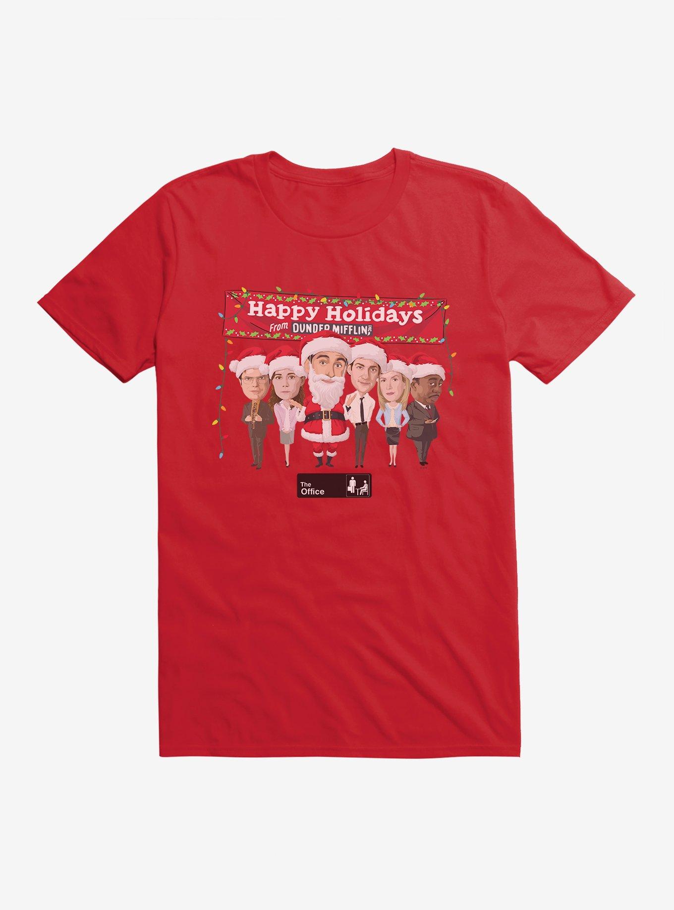 The Office Happy Holidays T-Shirt, RED, hi-res