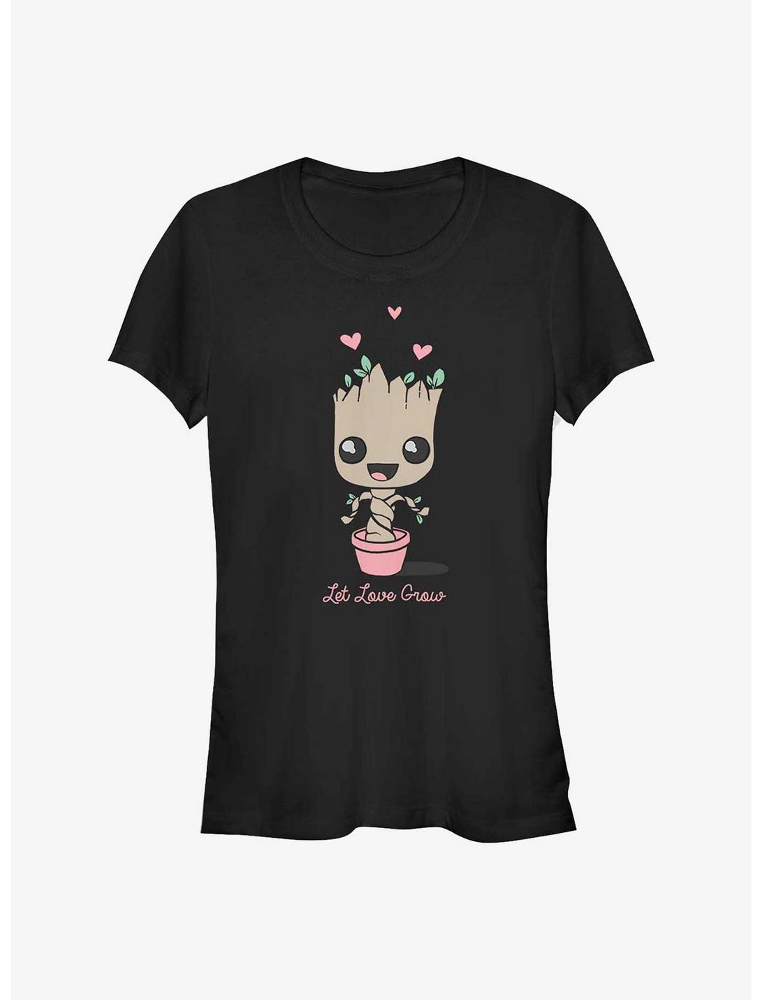 Marvel Guardians of the Galaxy Baby Groot Let Love Grow Girls T-Shirt, BLACK, hi-res