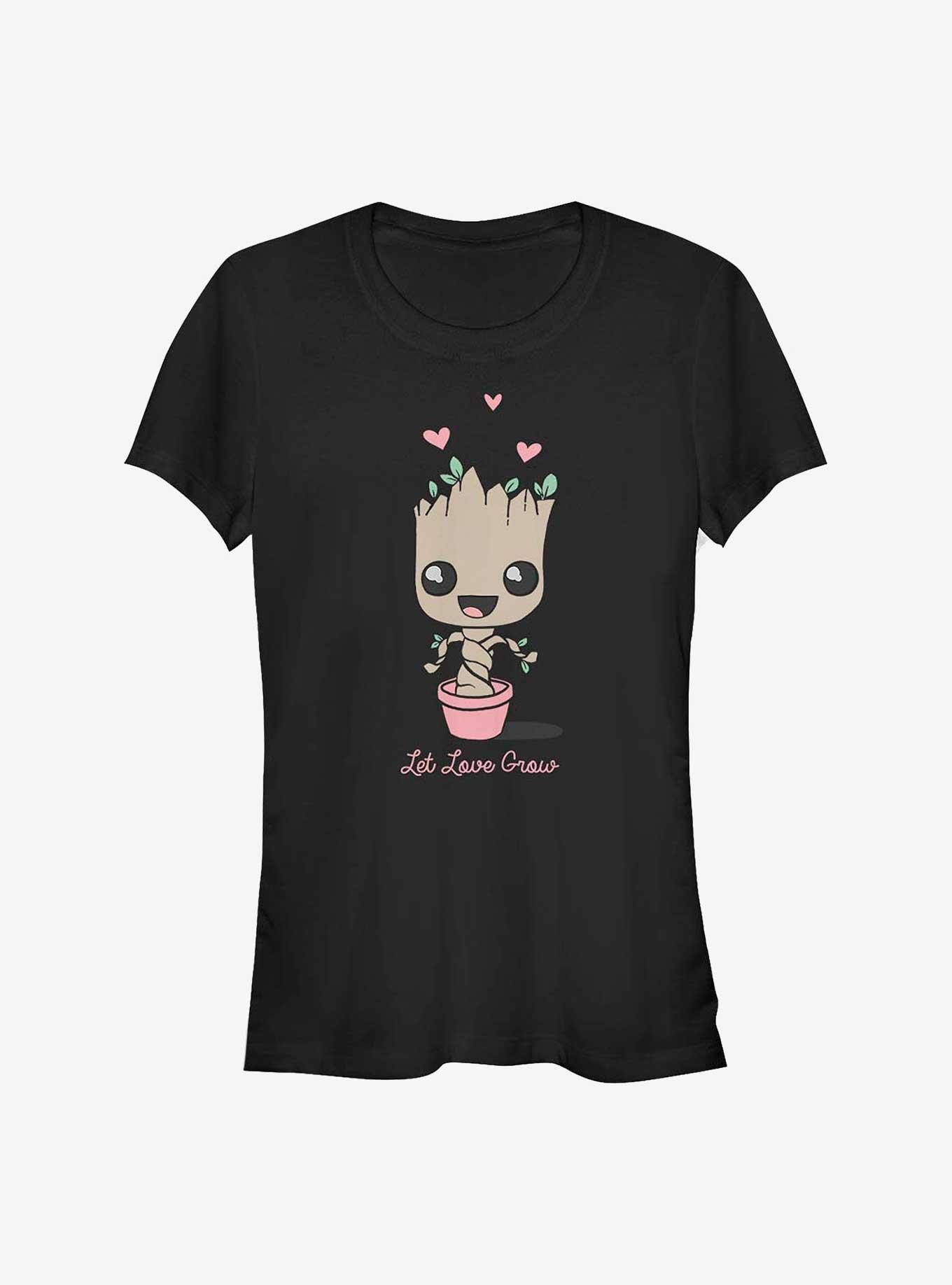 Marvel Guardians of the Galaxy Baby Groot Let Love Grow Girls T-Shirt, BLACK, hi-res