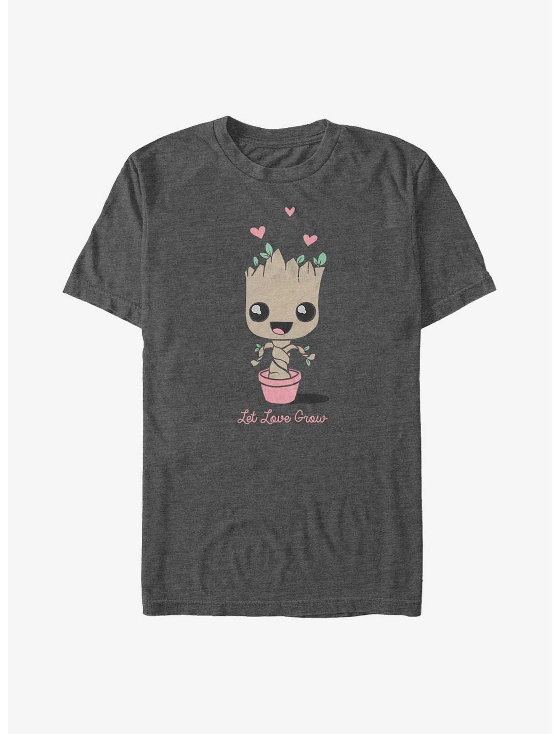 Marvel Guardians of the Galaxy Baby Groot Let Love Grow T-Shirt, CHAR HTR, hi-res