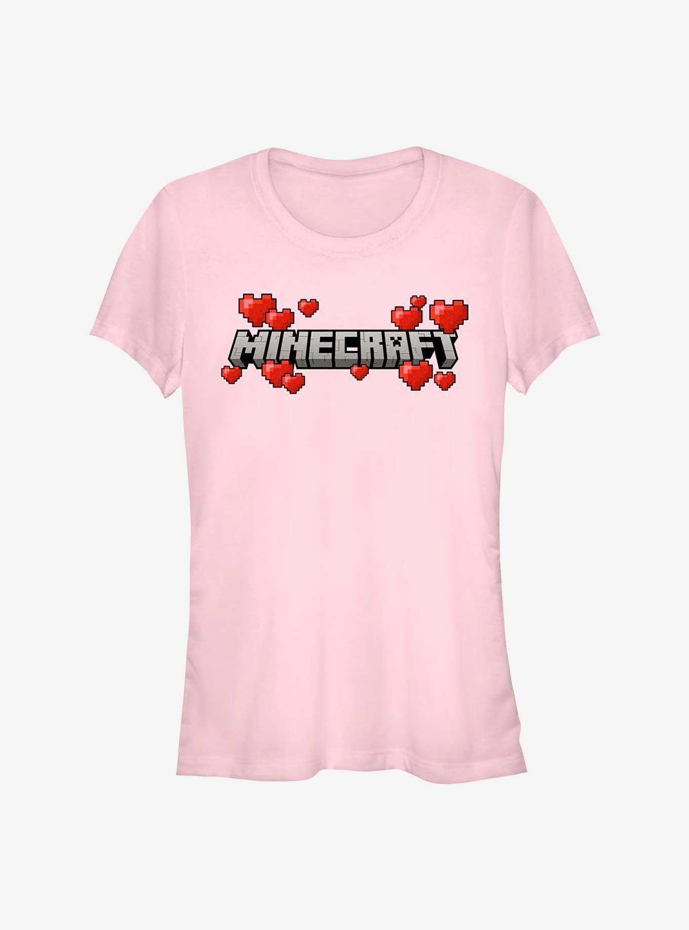 Minecraft Hearts Logo Girls T-Shirt, LIGHT PINK, hi-res