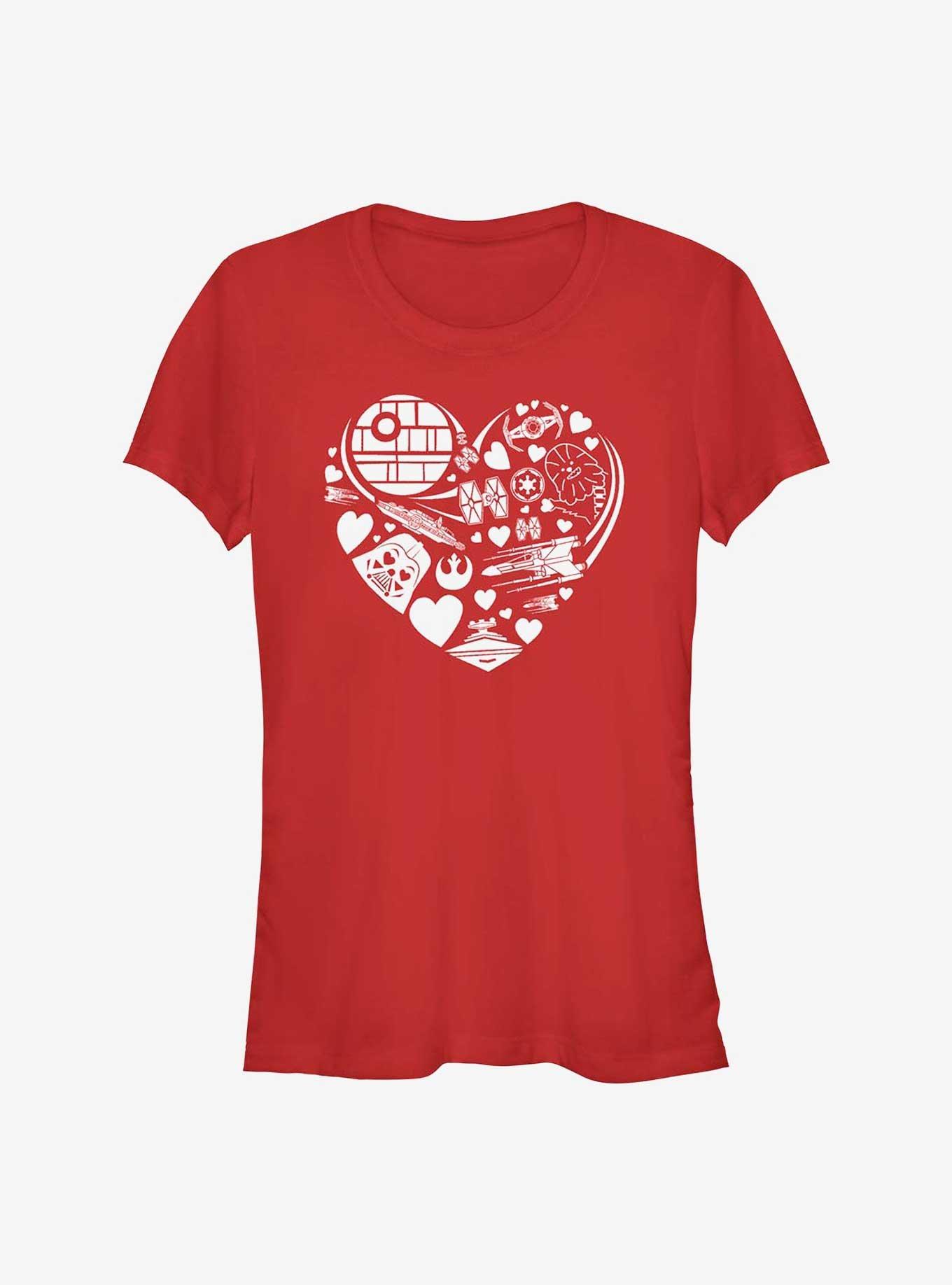Star Wars Heart Ships Icons Girls T-Shirt, RED, hi-res