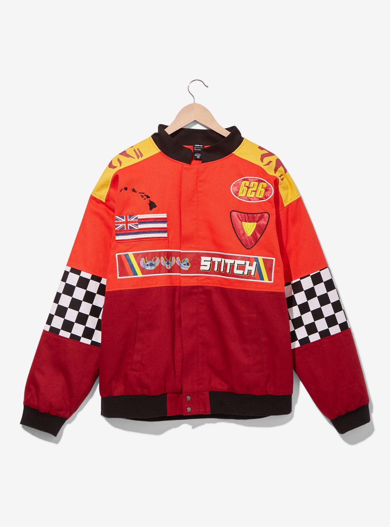 Red Oversized Graphic Zipped Racer Bomber Jacket