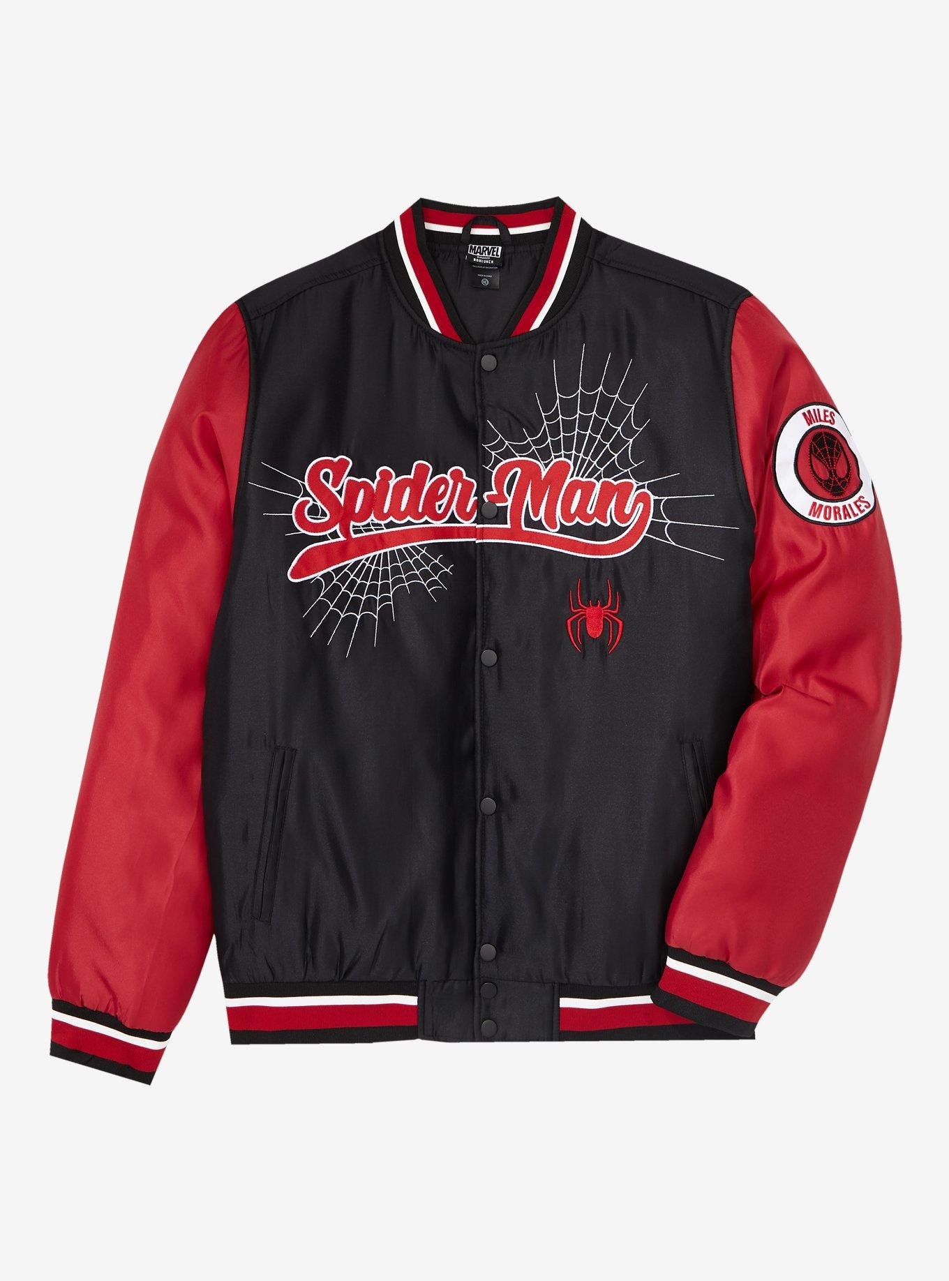 Marvel Spider-Man Miles Morales Color Blocked Bomber Jacket - BoxLunch Exclusive, BLACK, hi-res