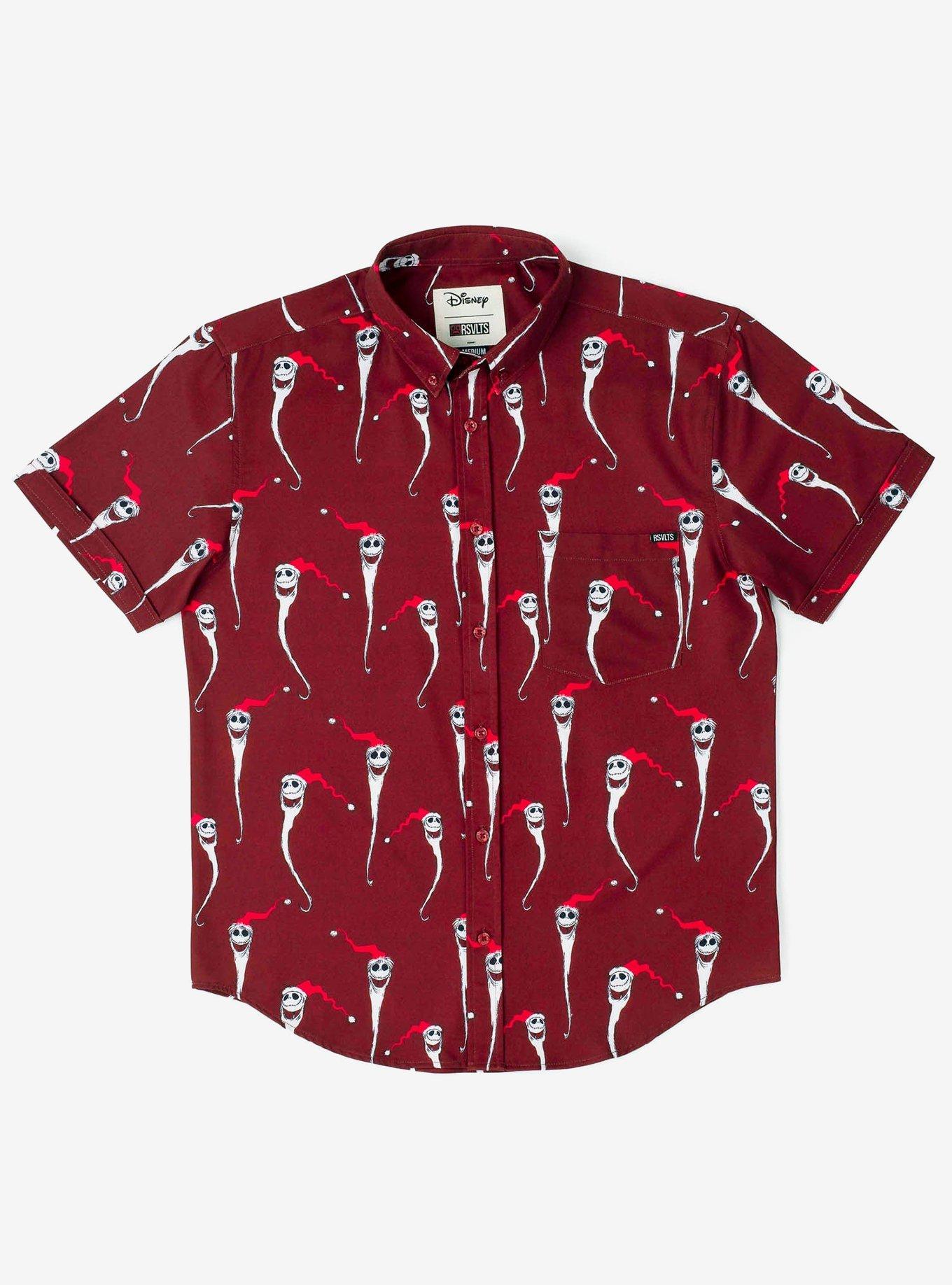 RSVLTS Disney Nightmare Before Christmas "Festive Jack" KUNUFLEX Short Sleeve Shirt, RED, hi-res