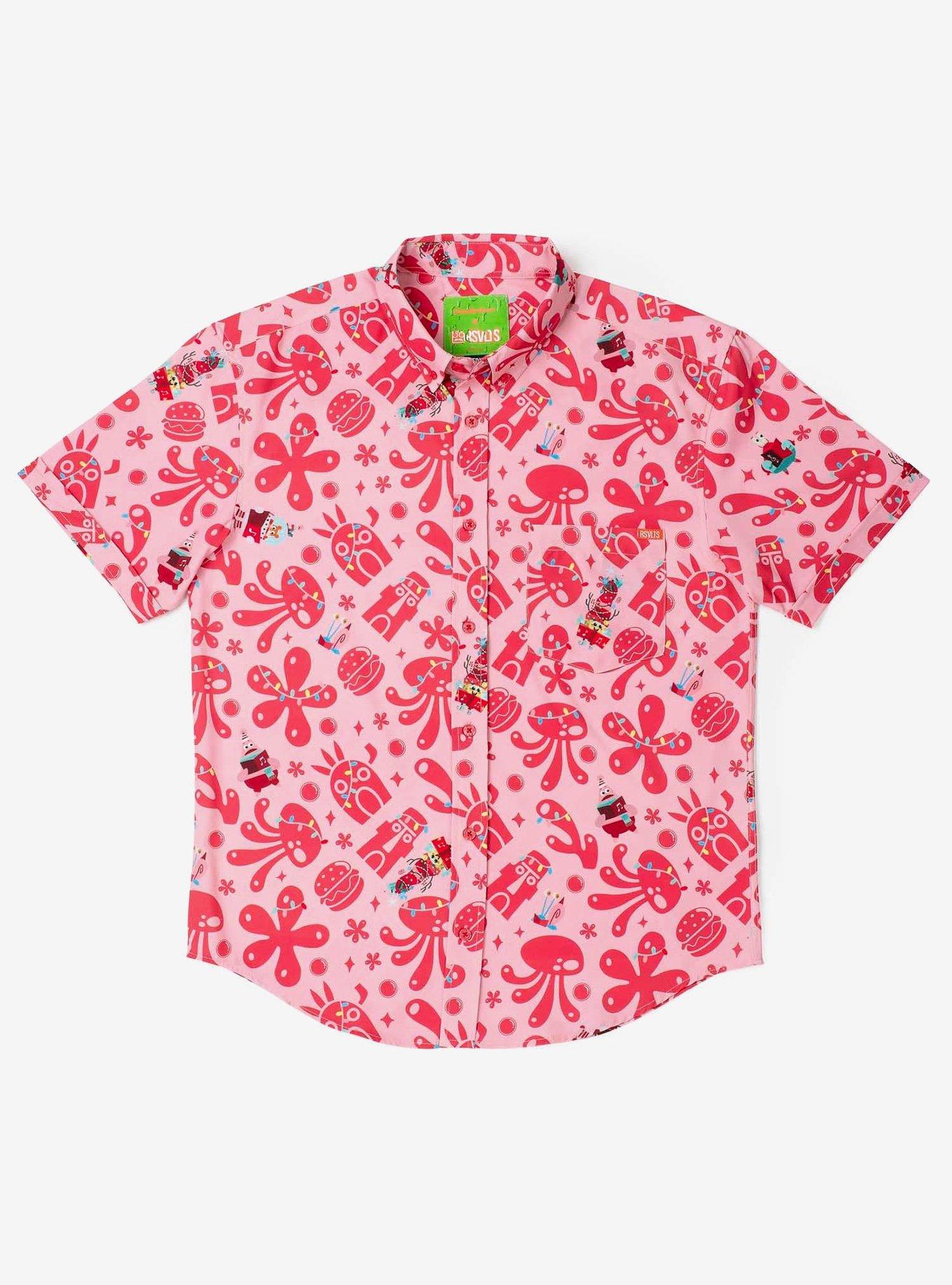 RSVLTS SpongeBob SquarePants "HollyBob JinglePants" KUNUFLEX Short Sleeve Shirt, RED, hi-res
