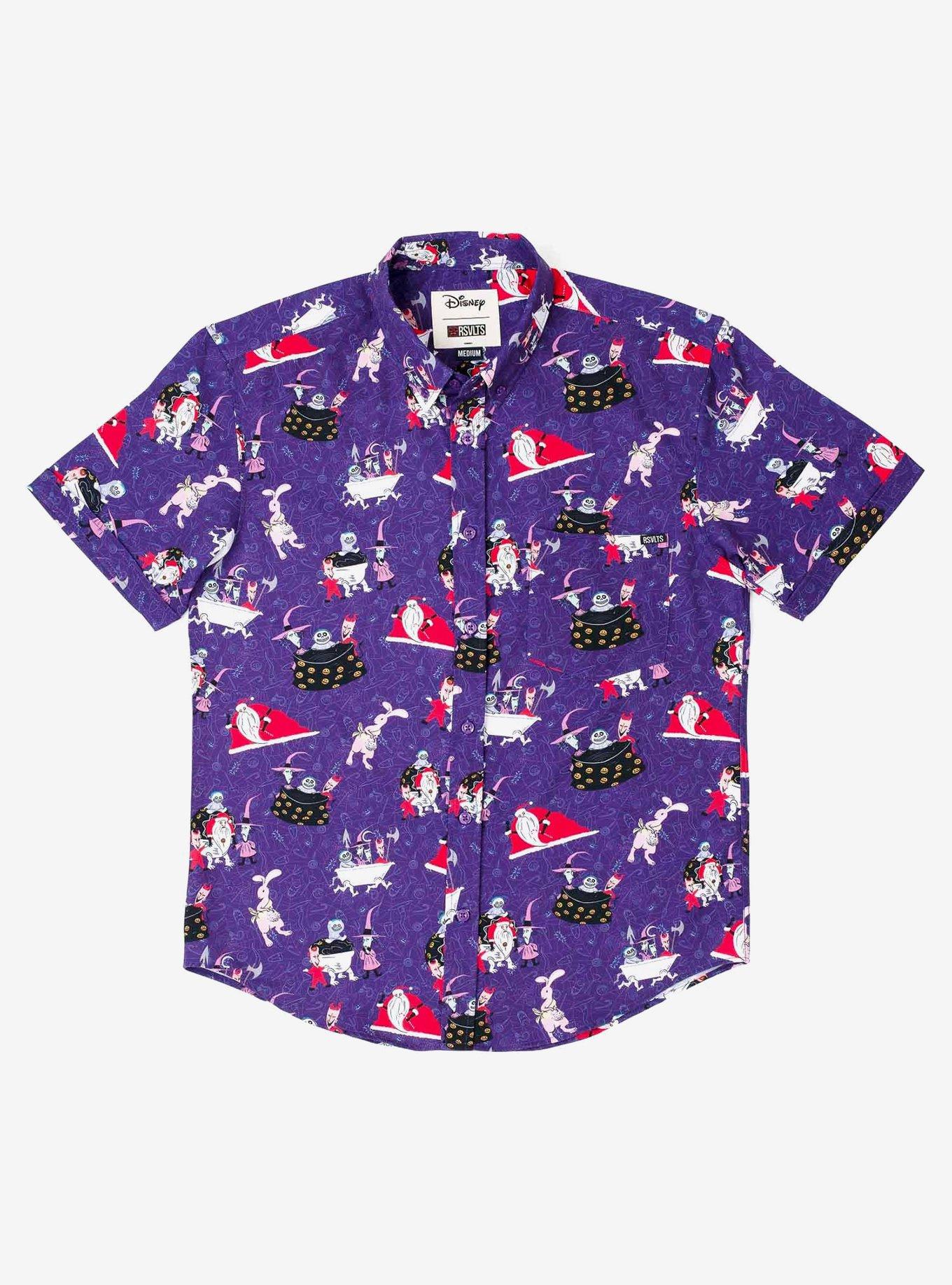 RSVLTS Disney Nightmare Before Christmas "Get Sandy Claws" KUNUFLEX Short Sleeve Shirt, PURPLE, hi-res