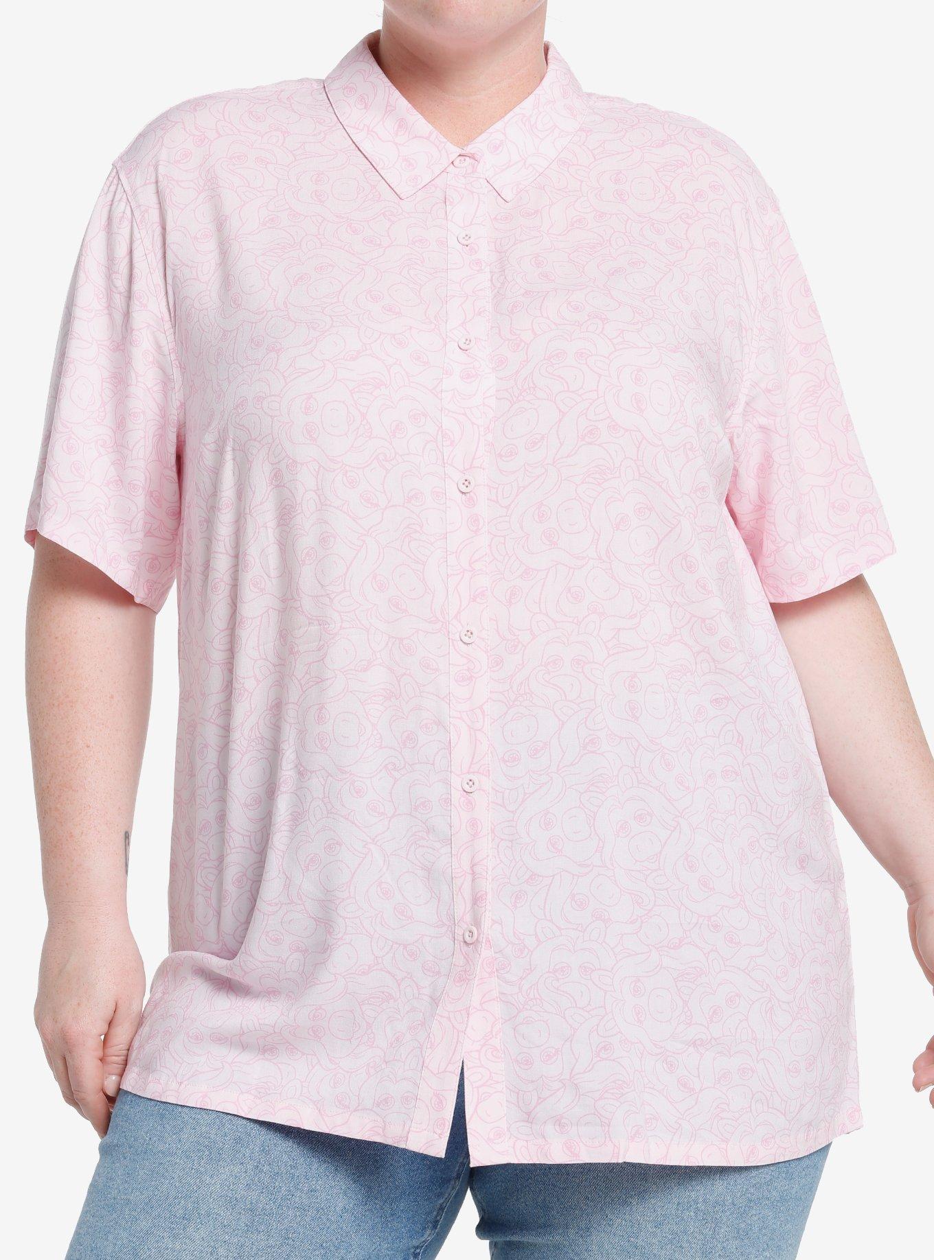 Disney The Muppets Miss Piggy Girls Oversized Woven Button-Up Plus Size, PINK, hi-res