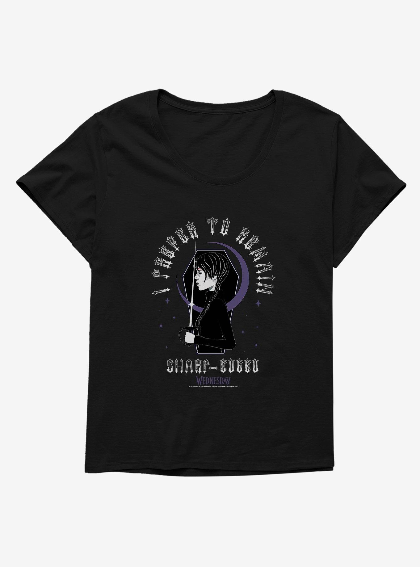 Wednesday I Prefer To Remain Womens T-Shirt Plus Size, BLACK, hi-res