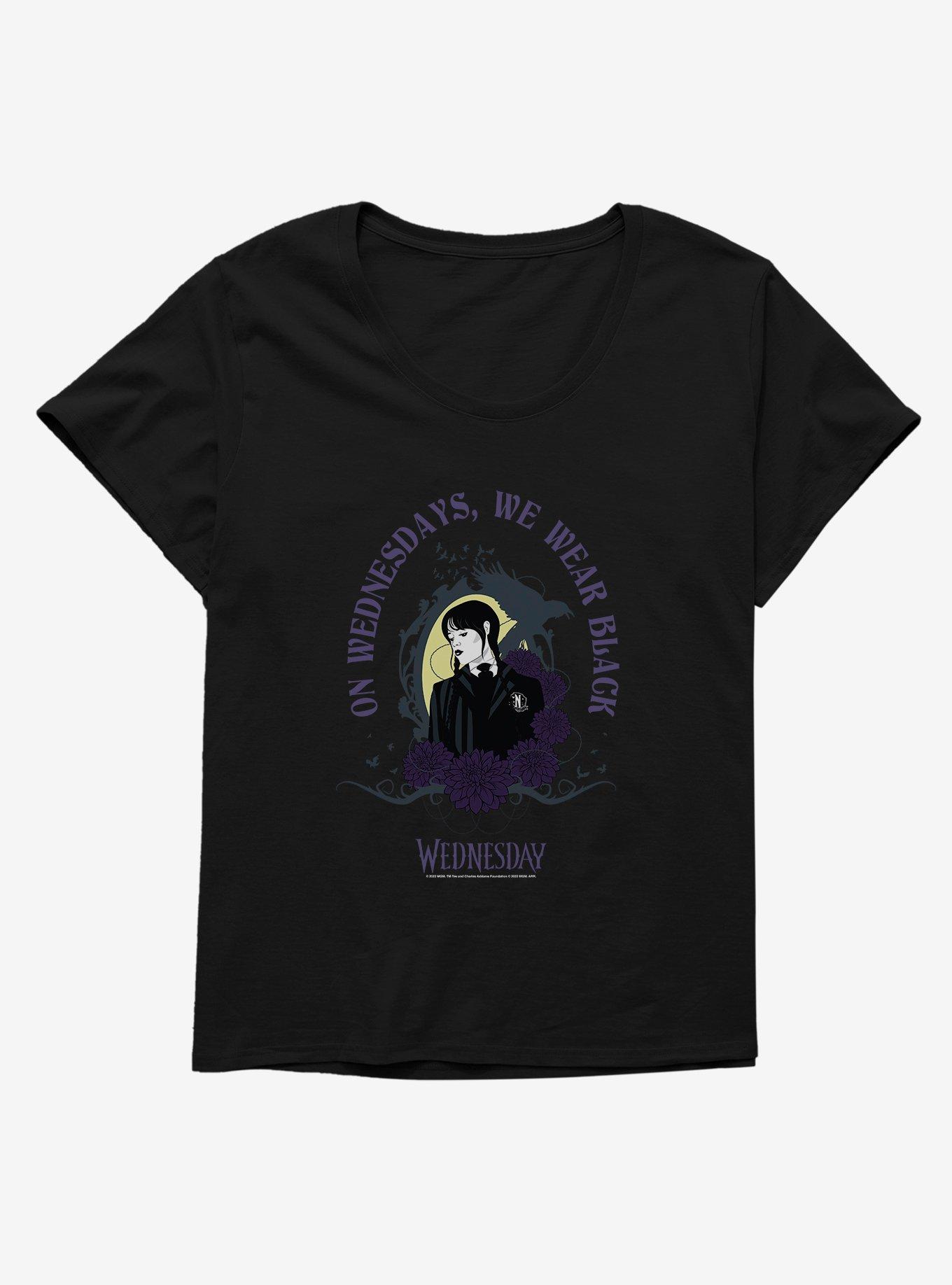 Wednesday On Wednesday's, We Wear Black Womens T-Shirt Plus Size, BLACK, hi-res