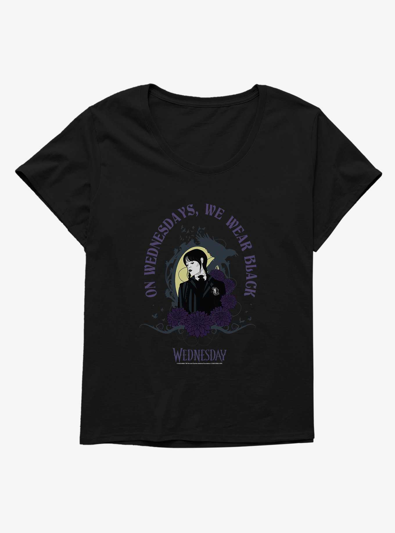 Wednesday On Wednesday's, We Wear Black Womens T-Shirt Plus Size, , hi-res