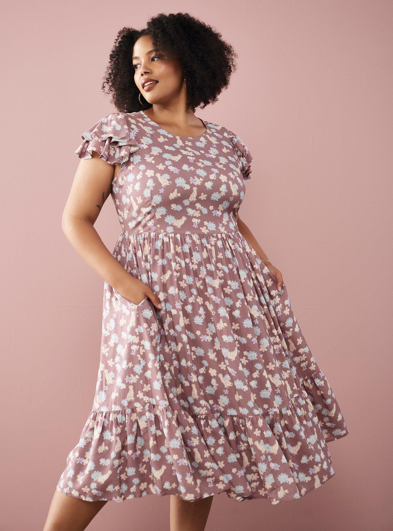 Her Universe Disney Princess Floral Sidekicks Allover Print Plus Size Dress, , hi-res