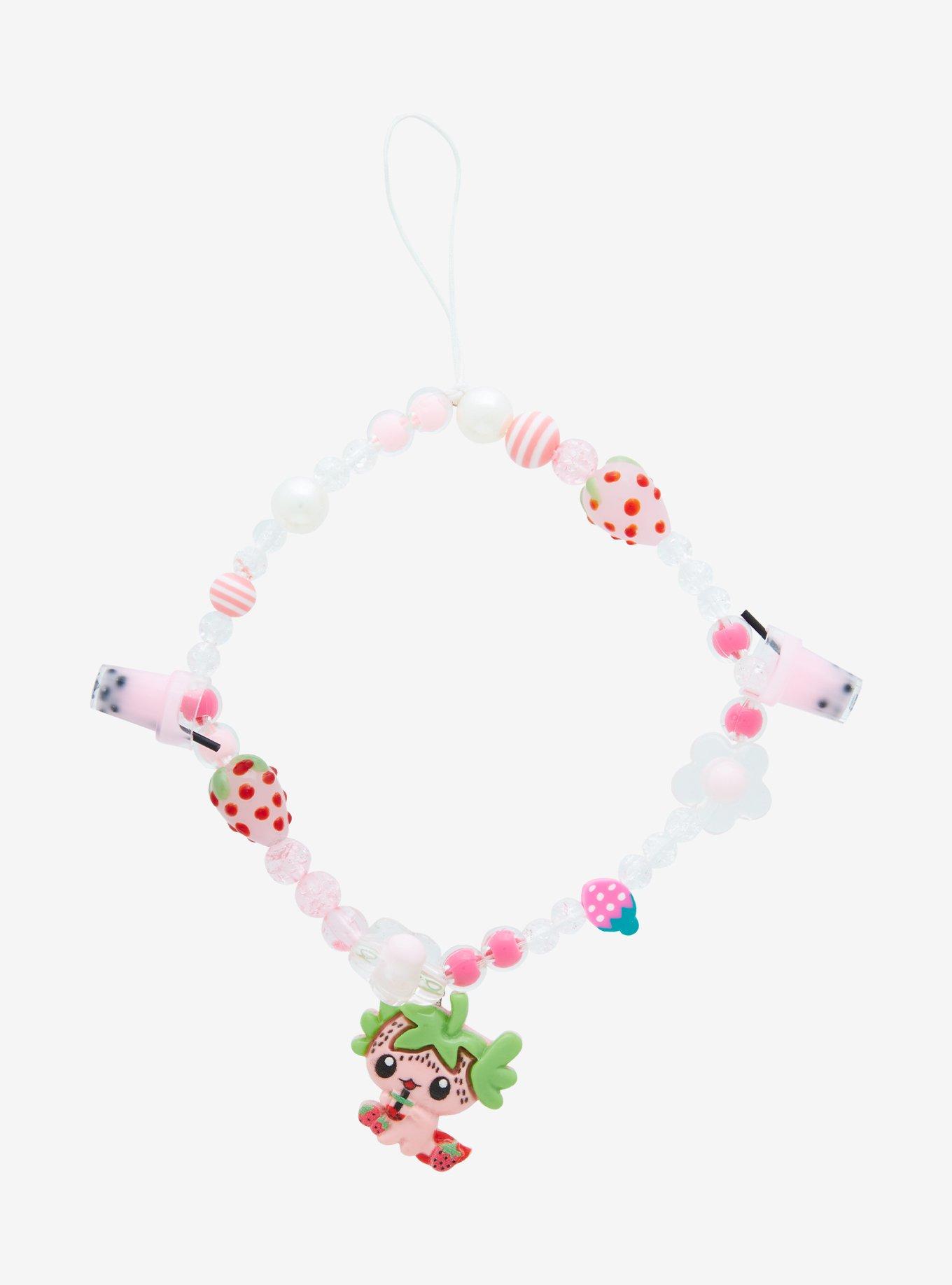 Strawberry Axolotl Beaded Phone Wristlet - BoxLunch Exclusive, , hi-res