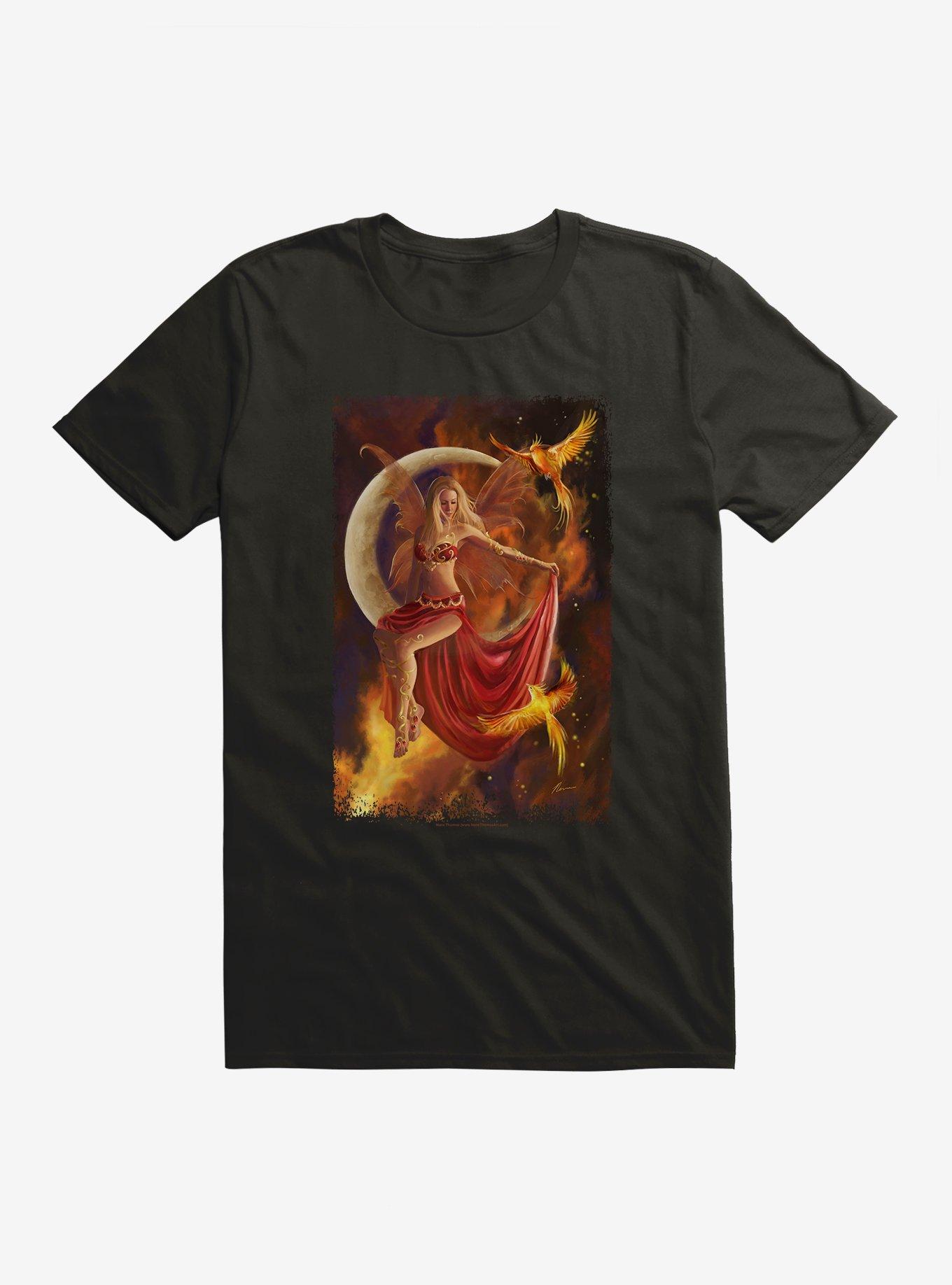 Fire Moon T-Shirt by Nene Thomas, BLACK, hi-res