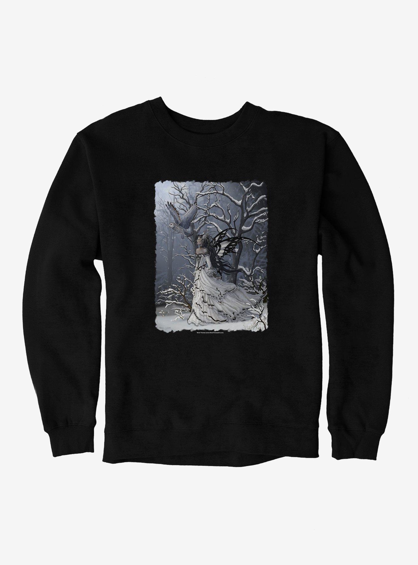 Queen Of Owls Sweatshirt by Nene Thomas, BLACK, hi-res