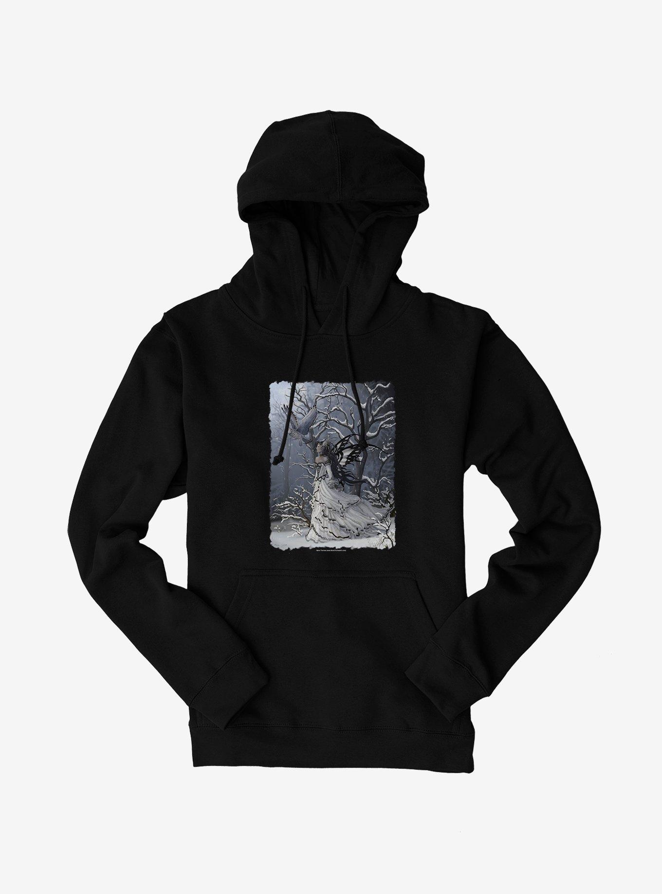 Queen Of Owls Hoodie by Nene Thomas, BLACK, hi-res