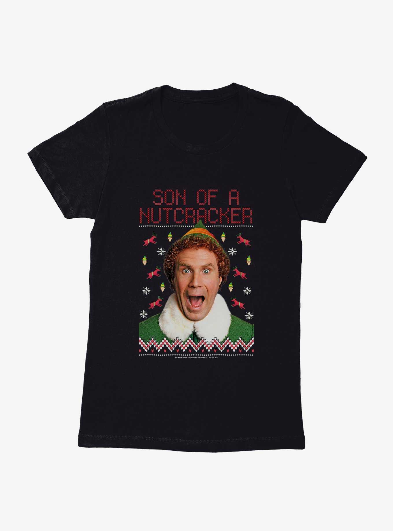 Elf Son Of A Nutcracker Ugly Holiday Womens T-Shirt, , hi-res