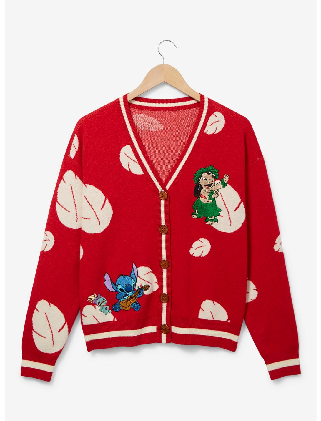 Disney Lilo & Stitch Women’s Plus Size Knit Cardigan - BoxLunch Exclusive, RED, hi-res