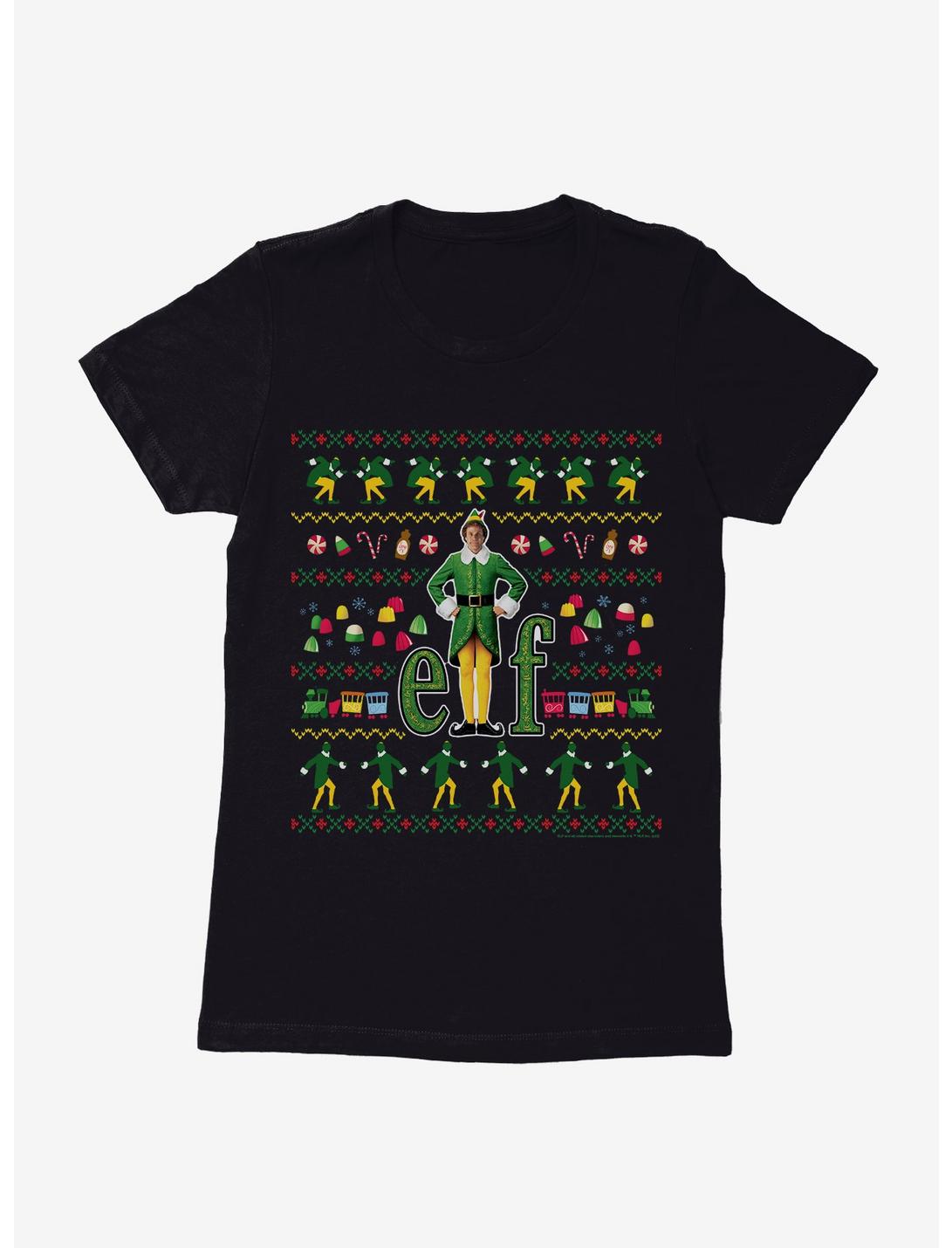Elf Ugly Christmas Pattern Womens T-Shirt, , hi-res