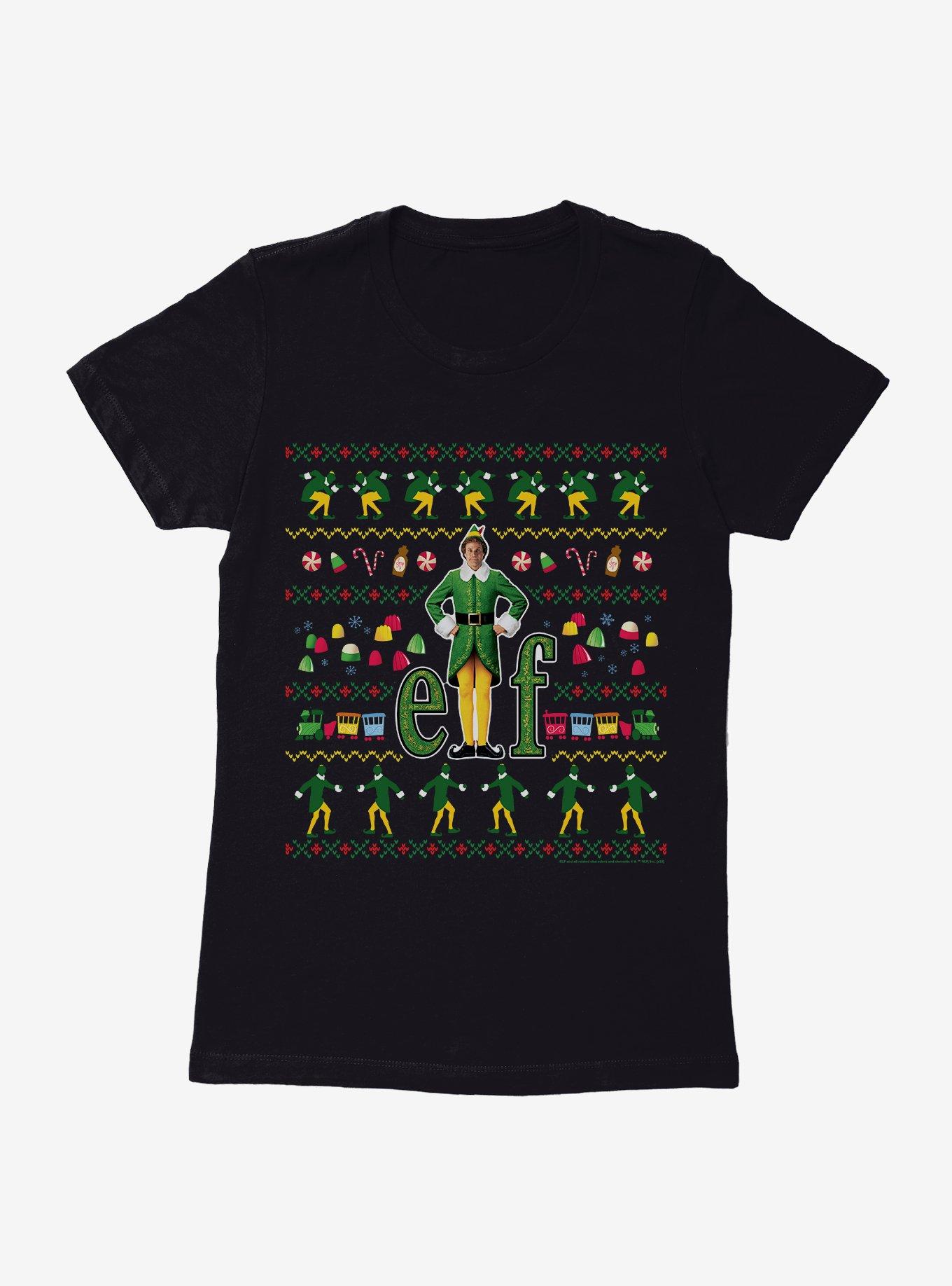Elf Ugly Christmas Pattern Womens T-Shirt, , hi-res