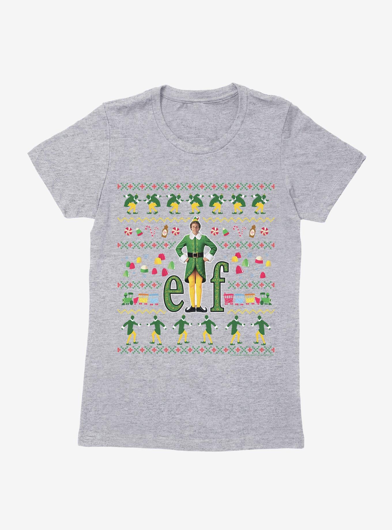 Elf Ugly Christmas Pattern Womens T-Shirt