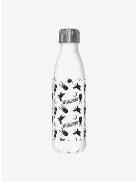 Wednesday Icons Pattern Water Bottle, , hi-res