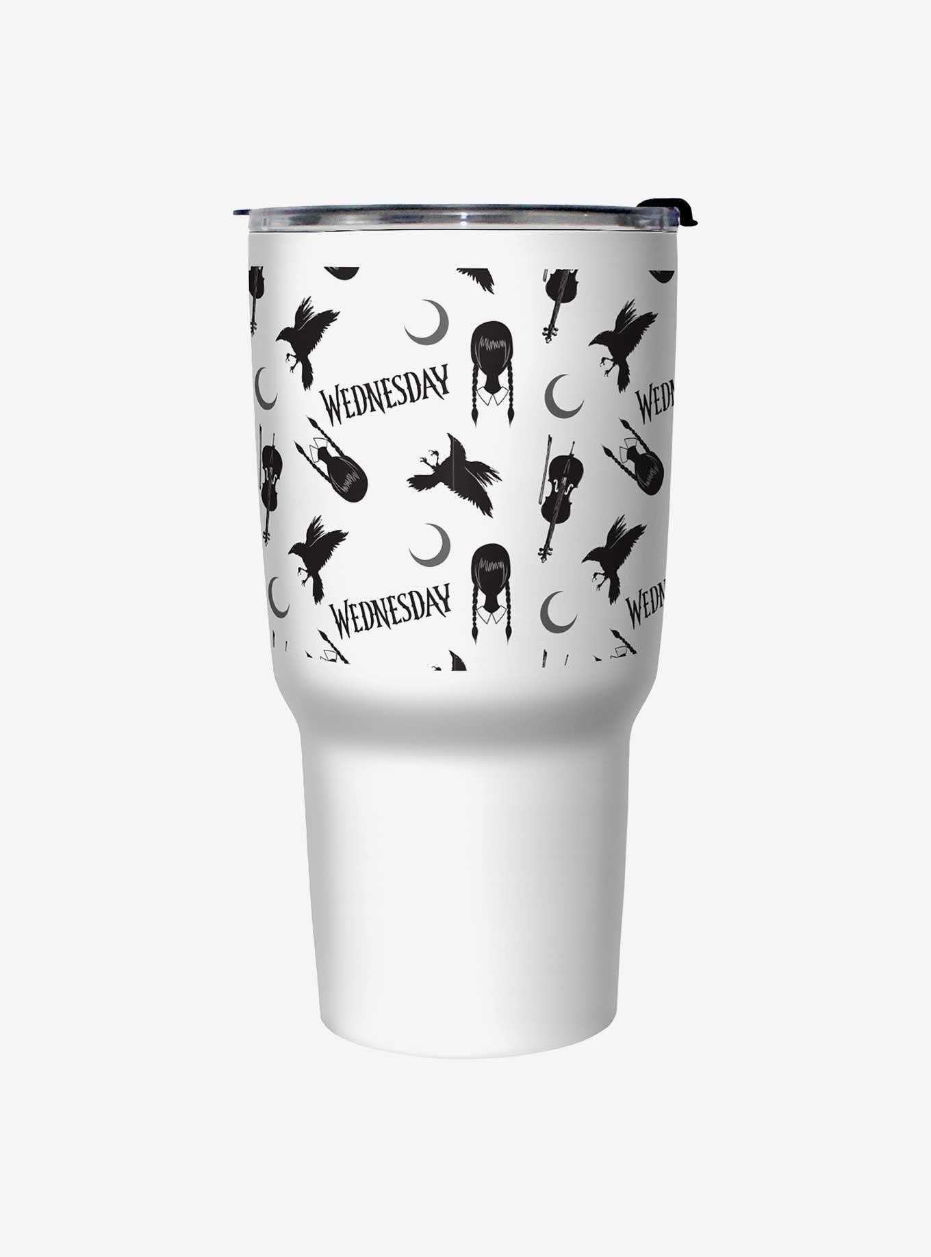 Wednesday Icons Pattern Travel Mug, , hi-res