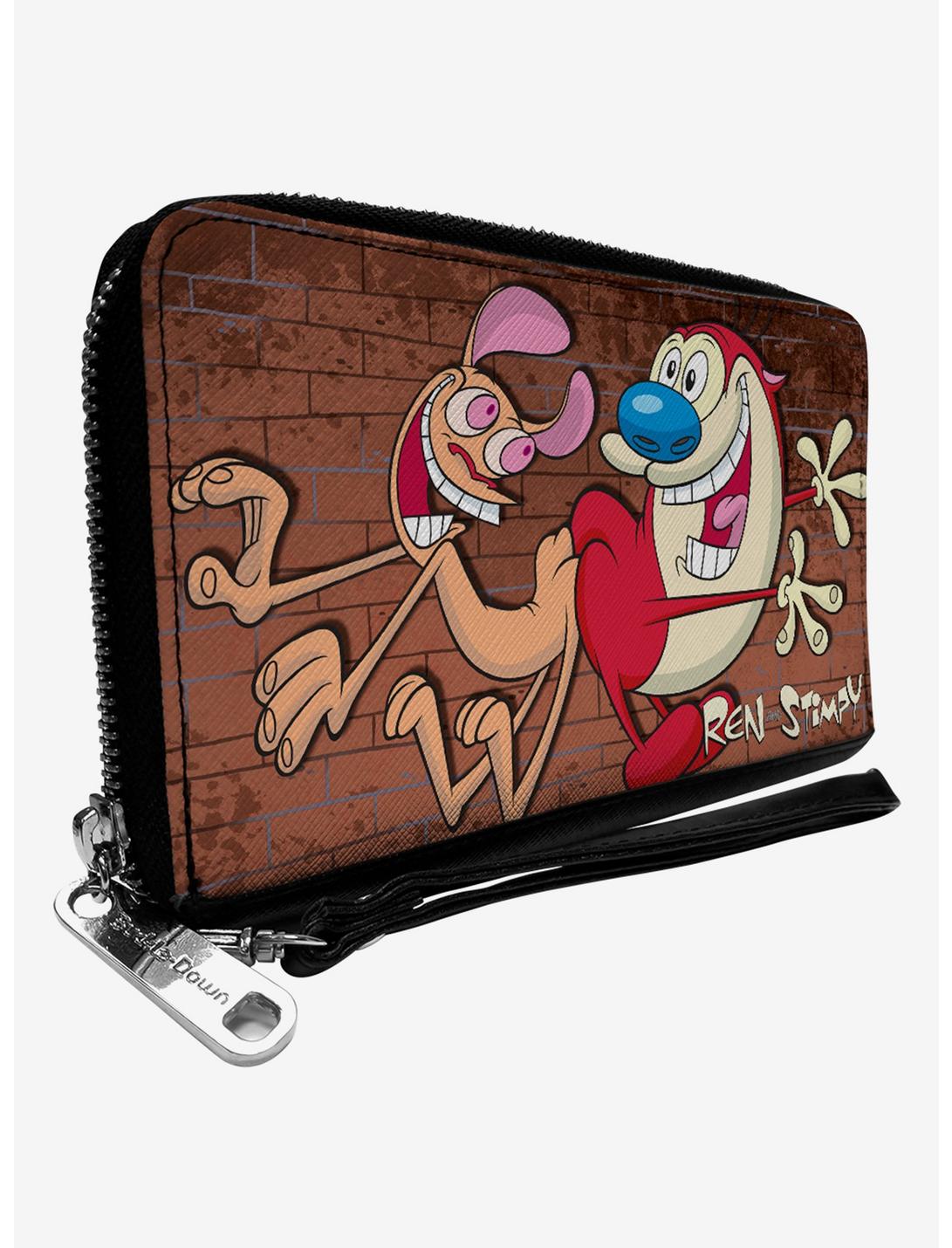 The Ren And Stimpy Show Booty Bump Pose Brick Wall Zip Around Wallet, , hi-res