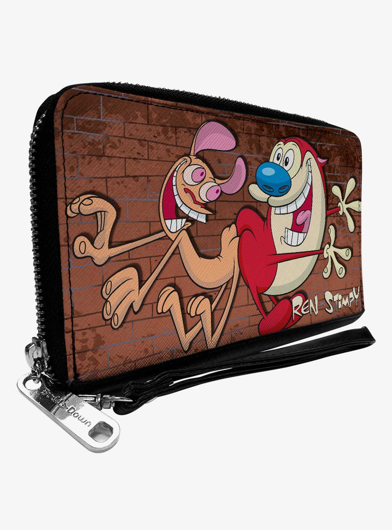 The Ren And Stimpy Show Booty Bump Pose Brick Wall Zip Around Wallet, , hi-res