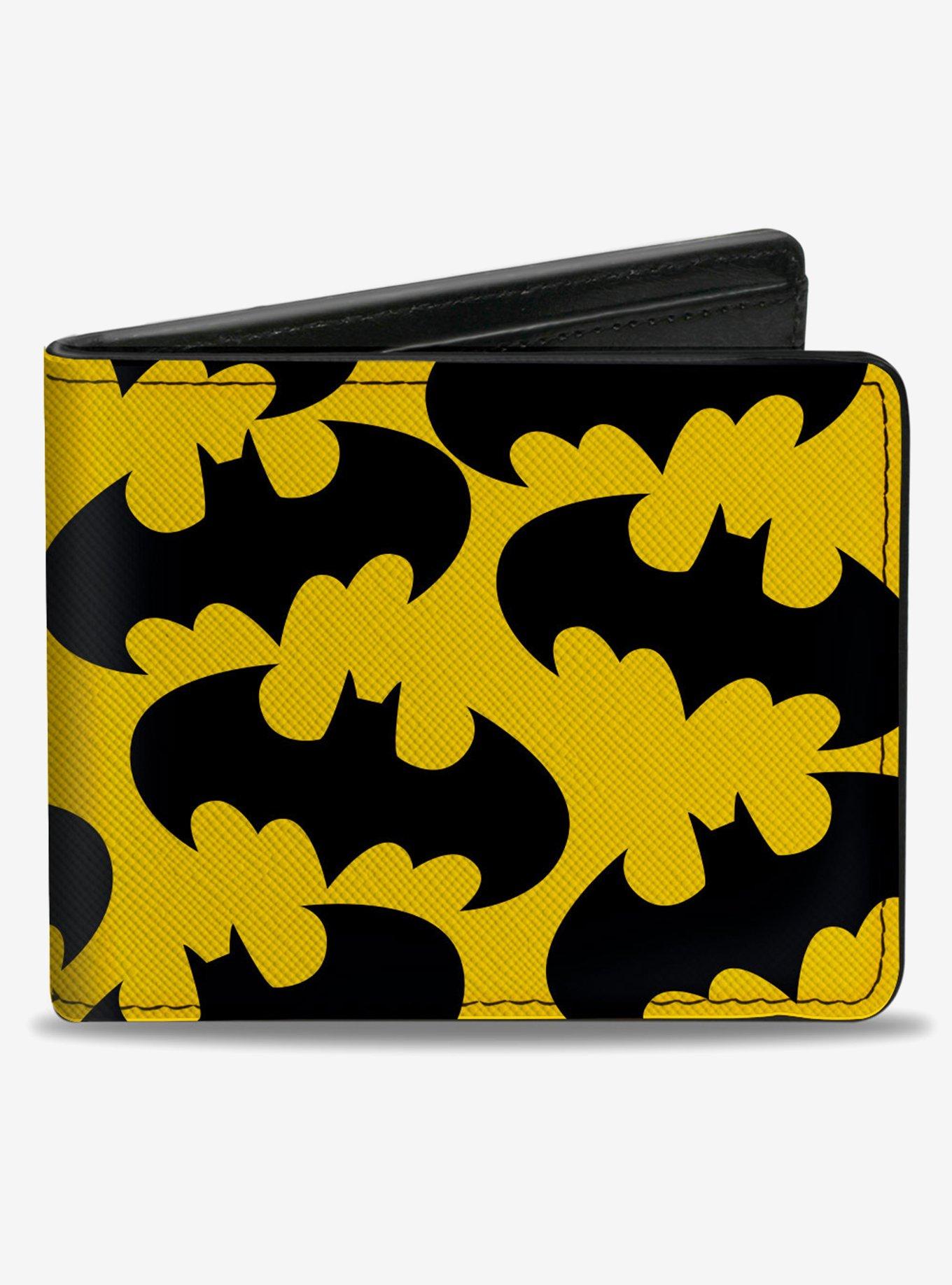 DC Comics Batman Bat Signal Scattered Yellow Black Bifold Wallet, , hi-res