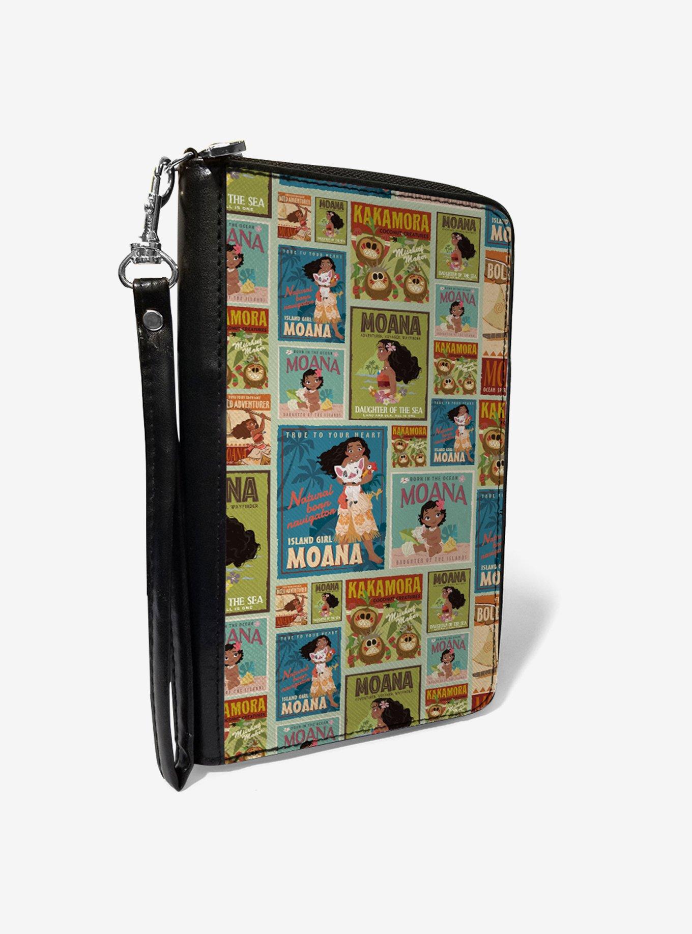 Disney Moana Character Pose Blocks Collage Zip Around Wallet, , hi-res