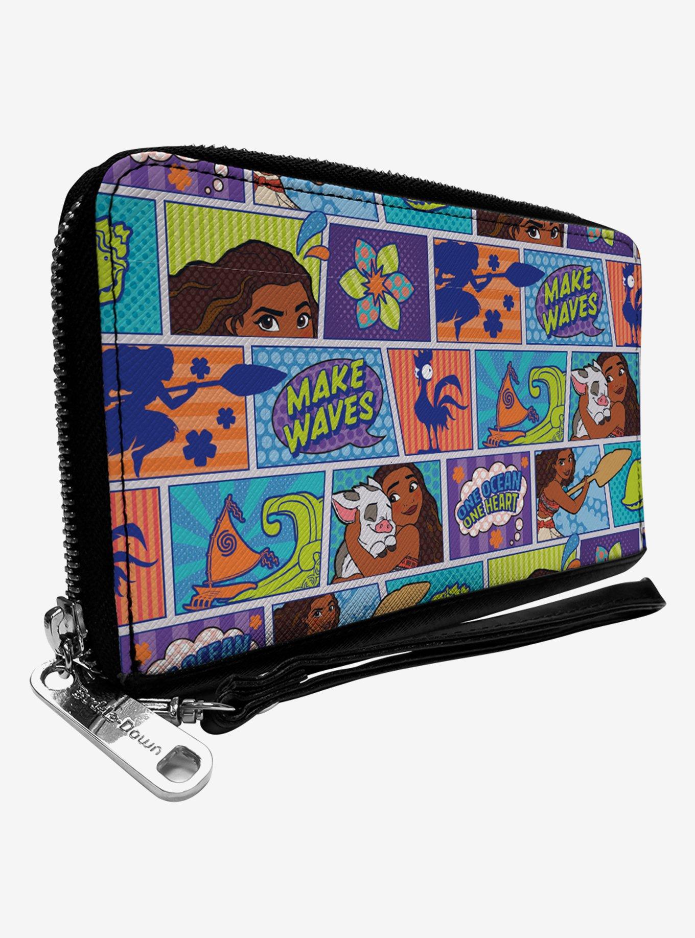 Disney Moana Make Waves Scene Blocks Zip Around Wallet, , hi-res