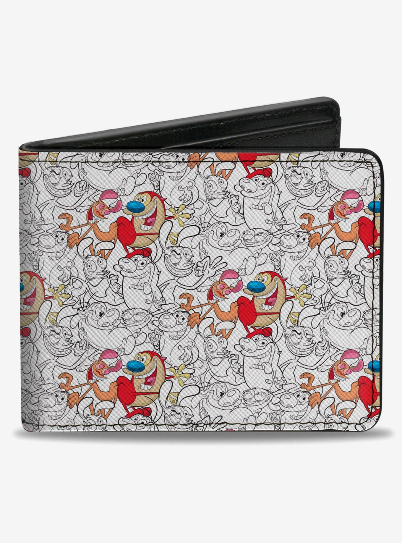 The Ren & Stimpy Show Poses Collage Outline Bifold Wallet, , hi-res