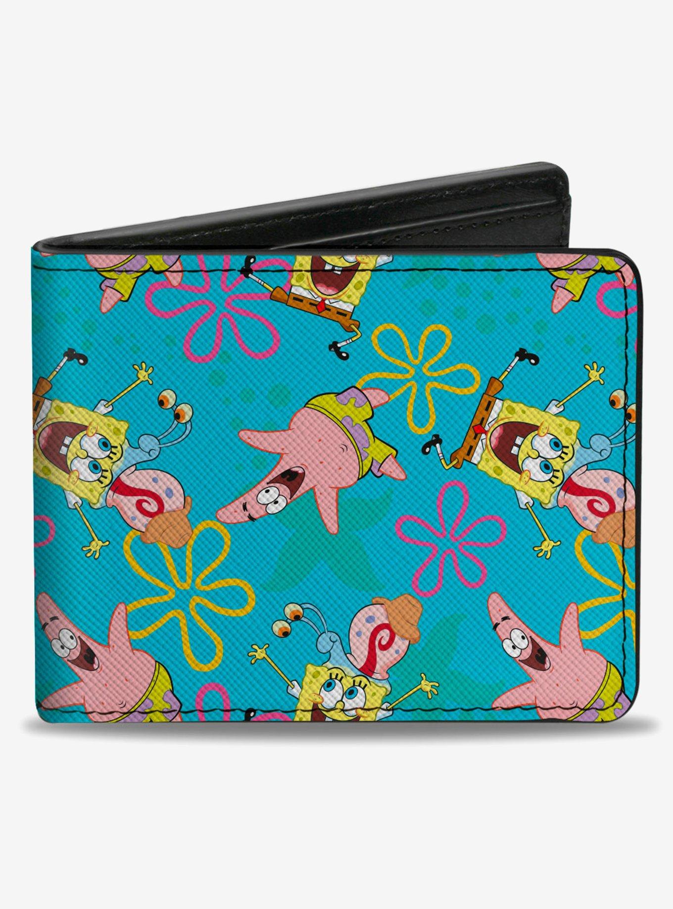 Spongebob Squarepants Patrick And Gary Joy Poses And Flowers Bifold Wallet, , hi-res