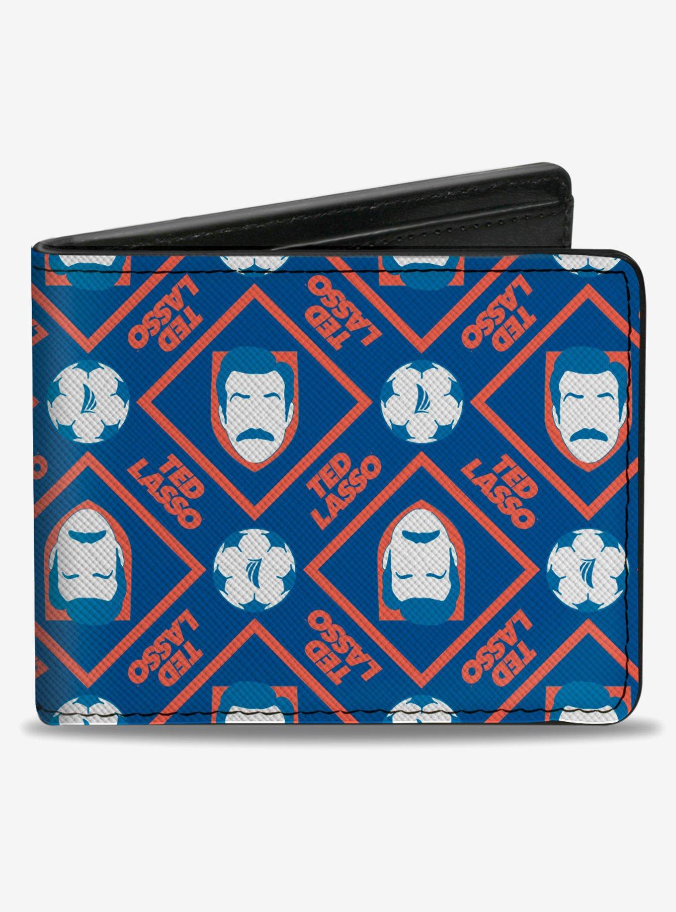 Ted Lasso Text With Icon And Soccer Ball Pattern Bifold Wallet, , hi-res