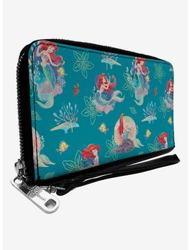 Disney The Little Mermaid Ariel With Flounder And Sebastian Blue Zip Around Wallet, , hi-res