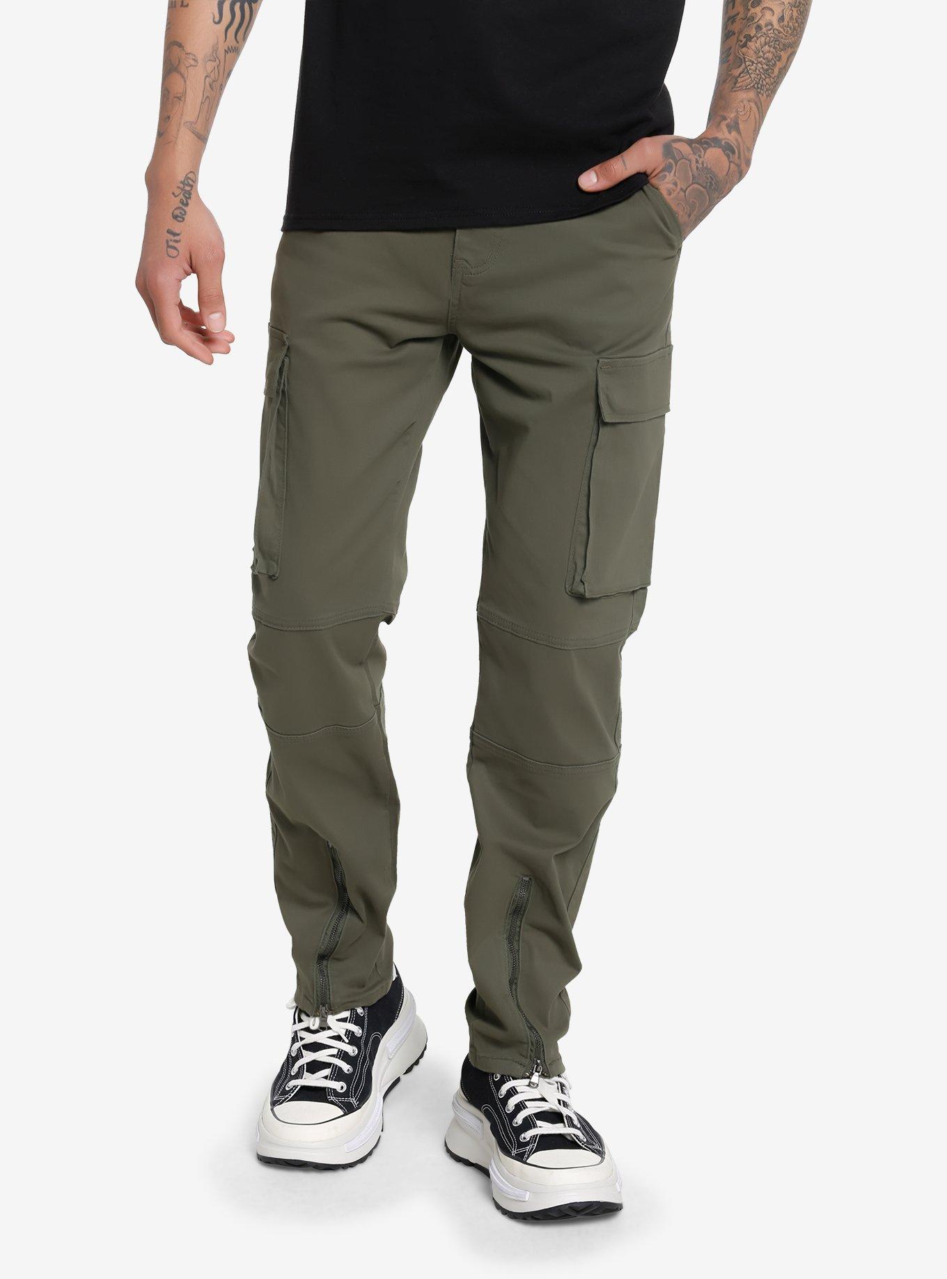 Olive Zipper Cargo Pants | Hot Topic
