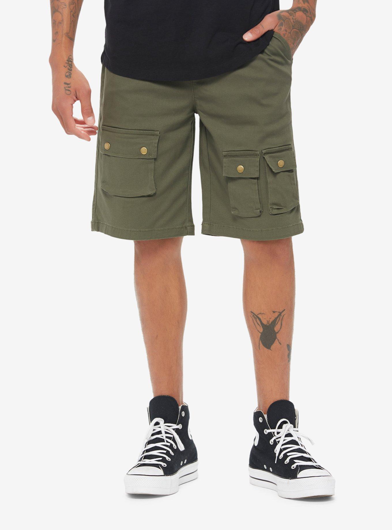 Olive Cargo Shorts, OLIVE, hi-res
