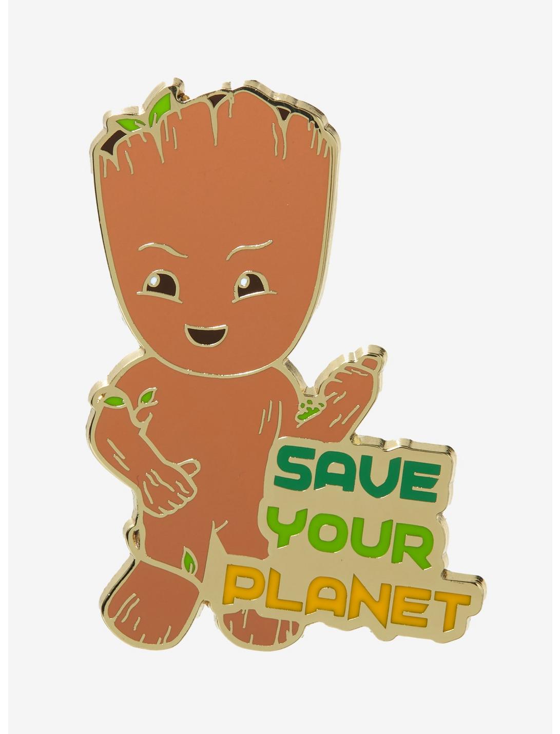 Marvel I Am Groot Save Your Planet Enamel Pin - BoxLunch Exclusive, , hi-res