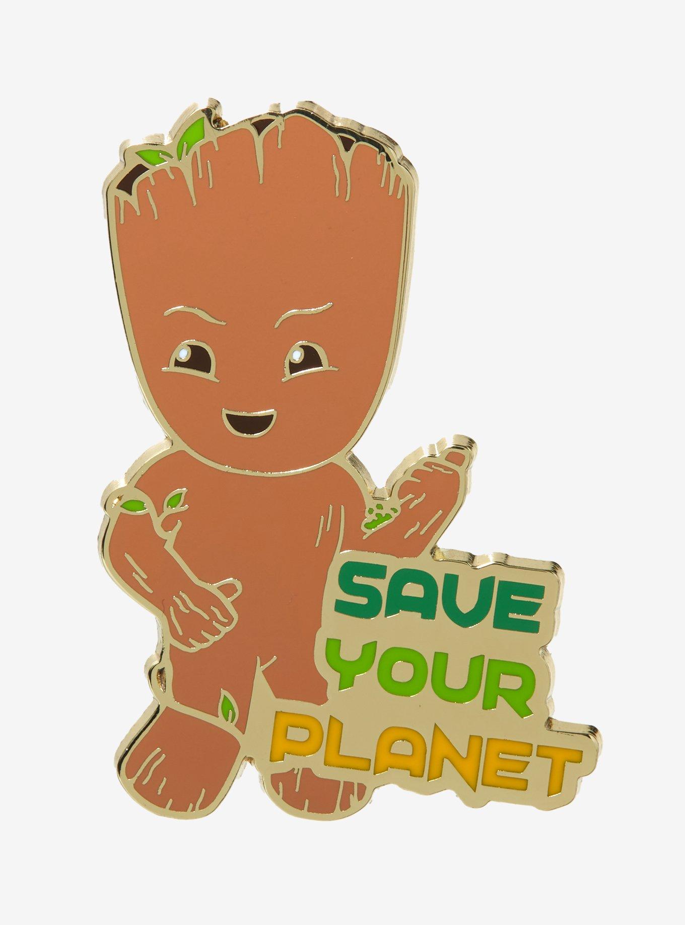 Marvel I Am Groot Save Your Planet Enamel Pin - BoxLunch Exclusive, , hi-res