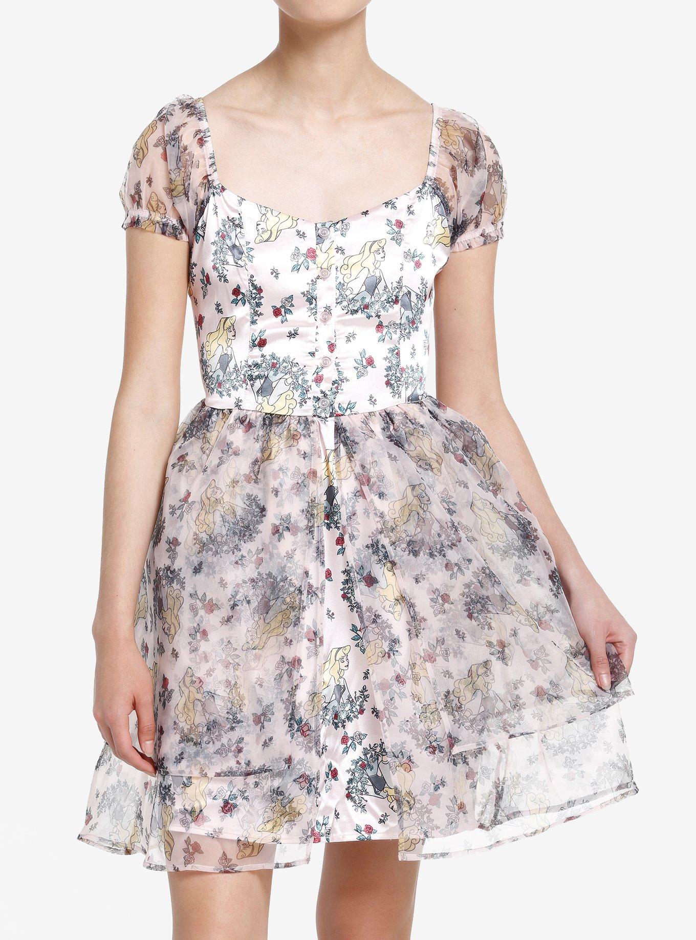 Disney Sleeping Beauty Aurora Floral Tiered Dress, MULTI, hi-res