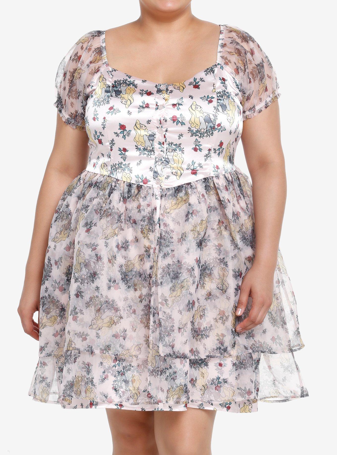 Disney Sleeping Beauty Aurora Floral Tiered Dress Plus Size, , hi-res