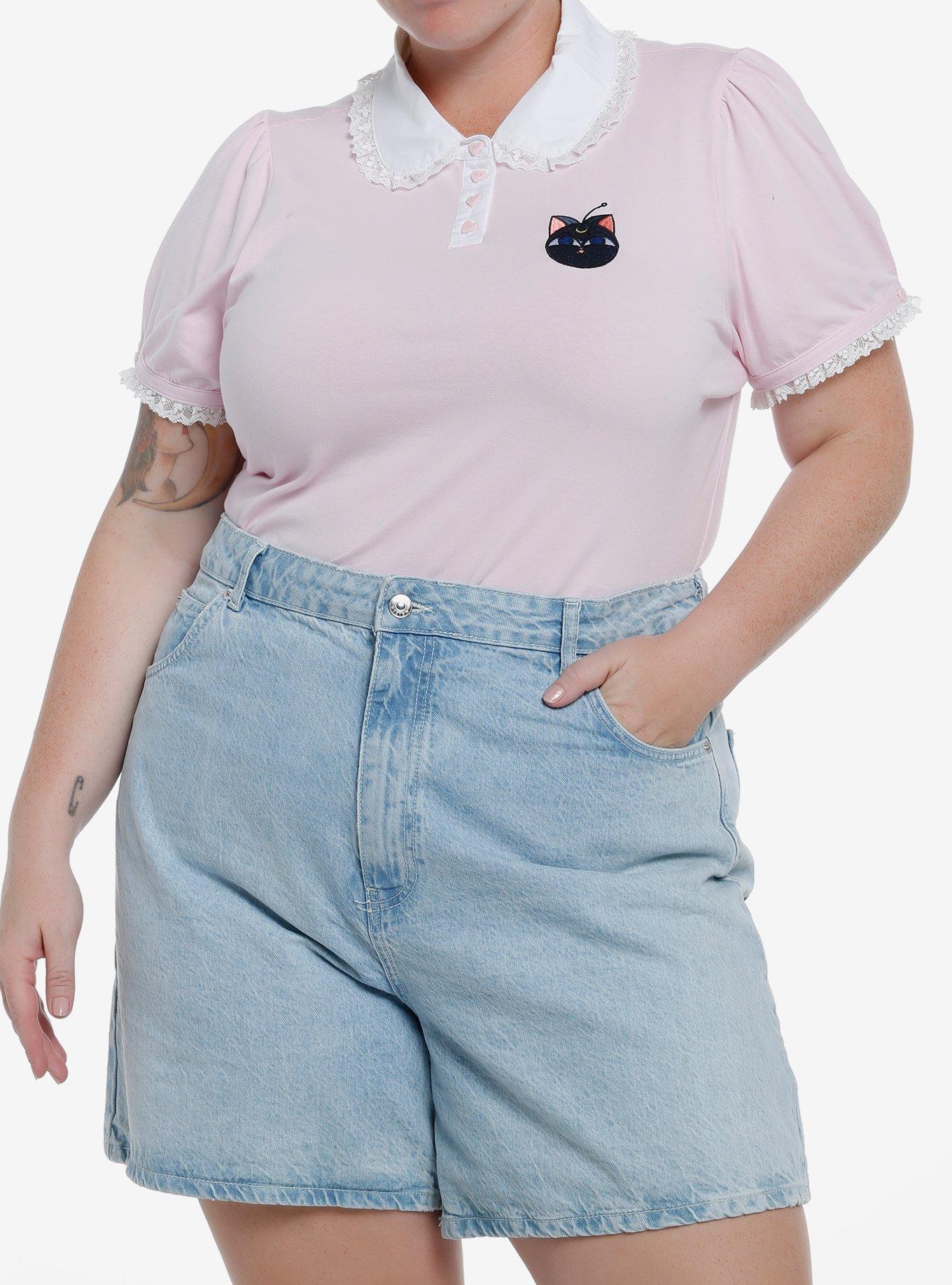 Pretty Guardian Sailor Moon Luna-P Ball Heart Ruffle Girls Polo Shirt Plus Size, , hi-res