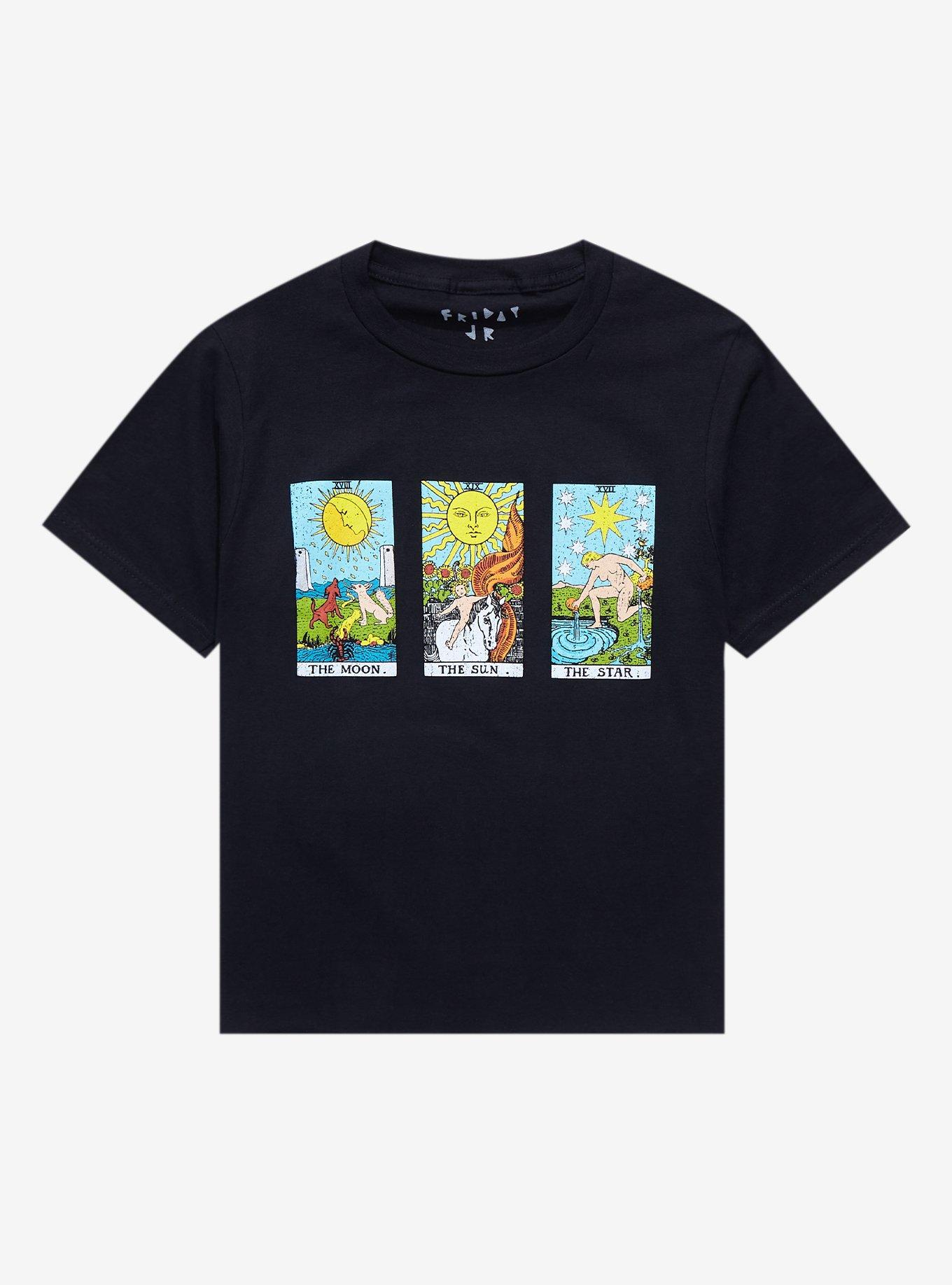 Celestial Tarot Card Panel Girls Crop T-Shirt, MULTI, hi-res