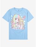 Axolotl Rainbow Anime Portrait Boyfriend Fit Girls T-Shirt, MULTI, hi-res