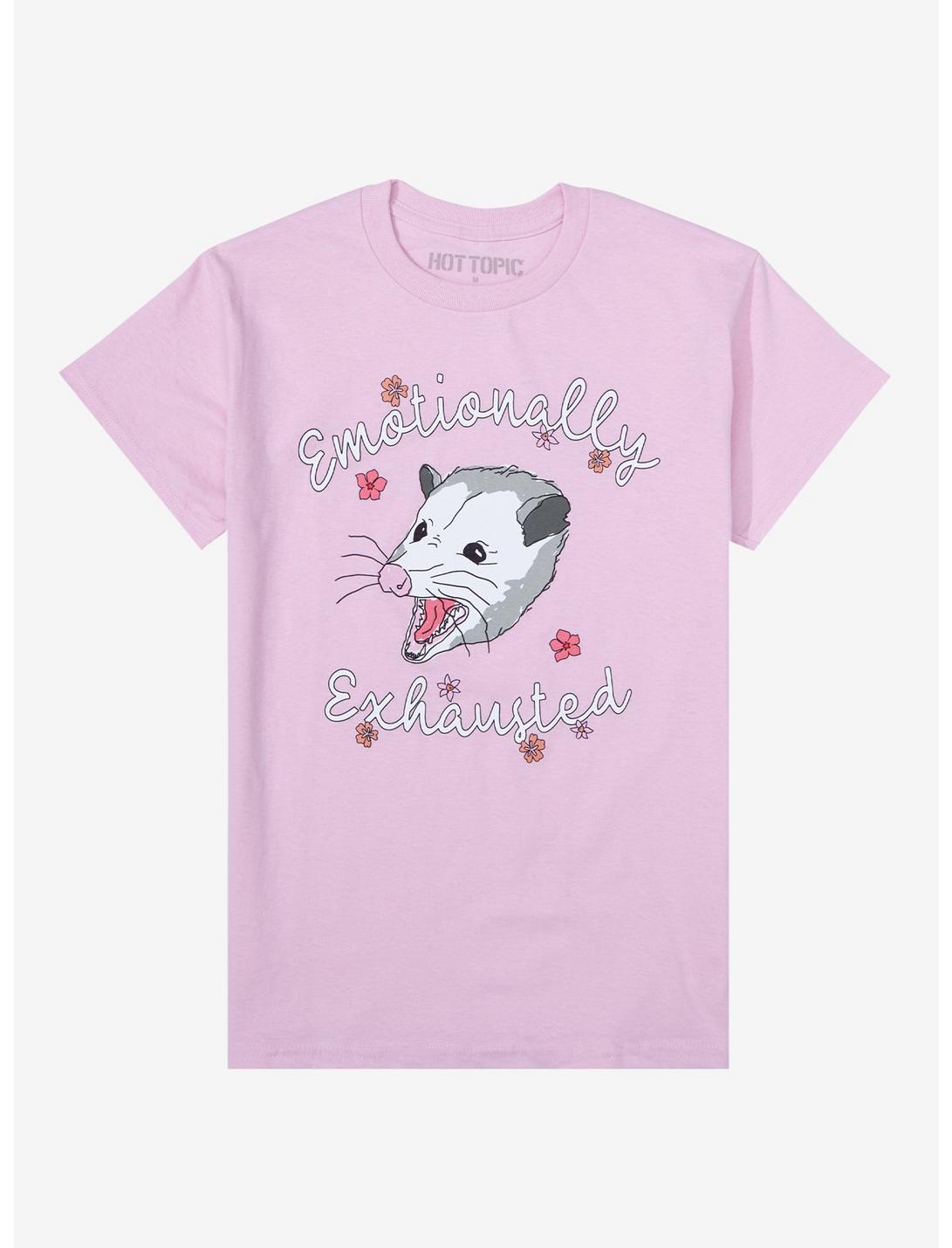 Possum Exhausted Boyfriend Fit Girls T-Shirt, MULTI, hi-res